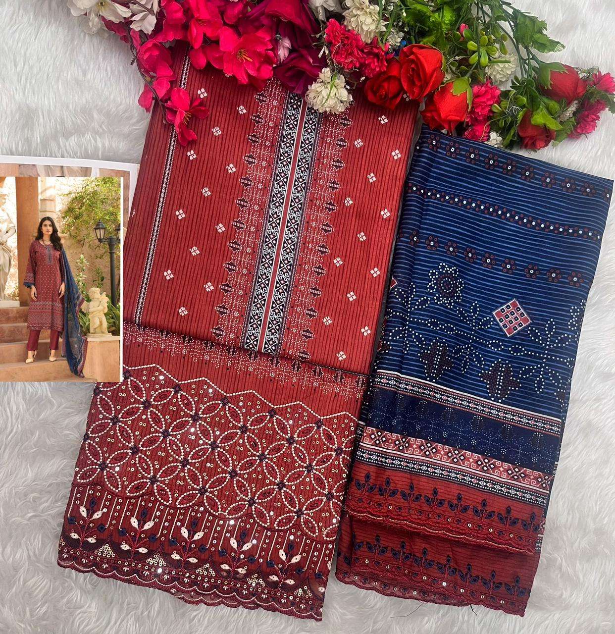 SHREE FABS BIN SAEED LAWN COLLECTION VOL 26  COTTON PRINT WITH EMBROIDERY WORK SUIT