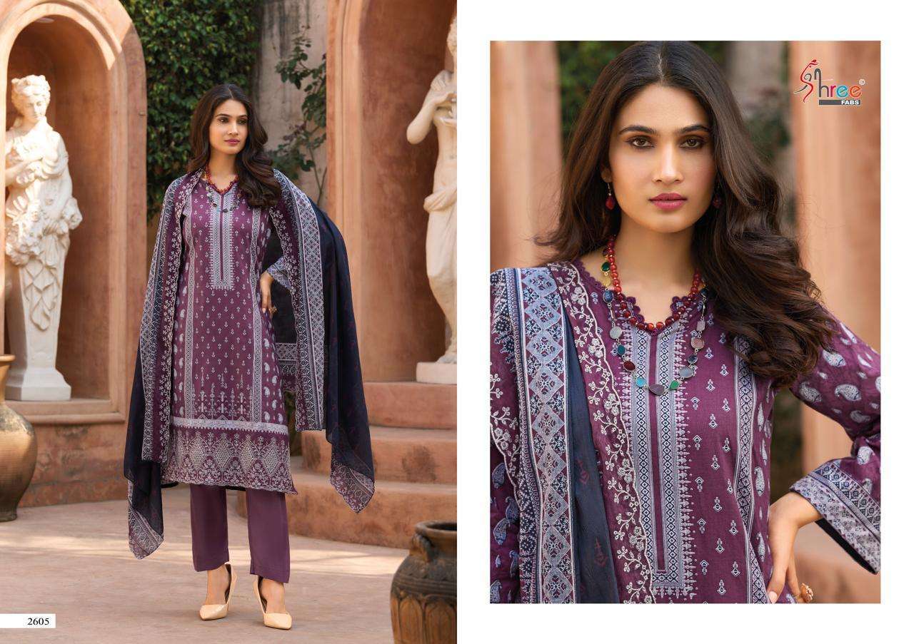 SHREE FABS BIN SAEED LAWN COLLECTION VOL 26  COTTON PRINT WITH EMBROIDERY WORK SUIT
