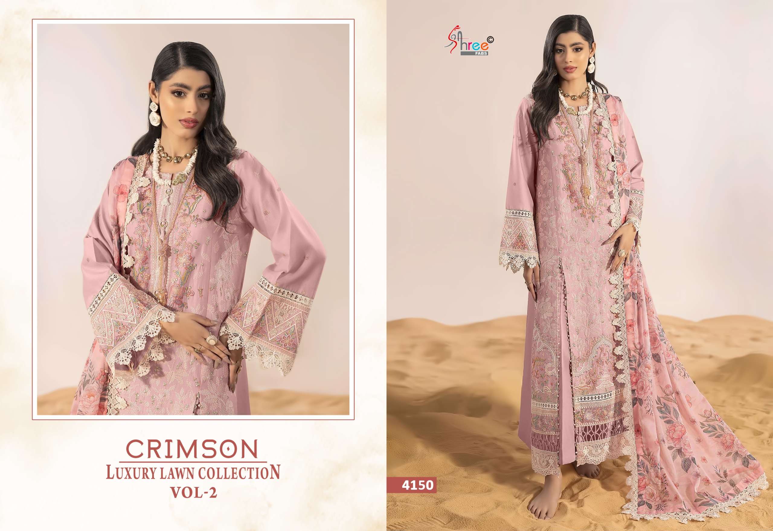 SHREE FABS CRIMSON LUXURY LAWN COLLECTION VOL 2 COTTON HEAVY EMBROIDERY DESIGNER SUIT