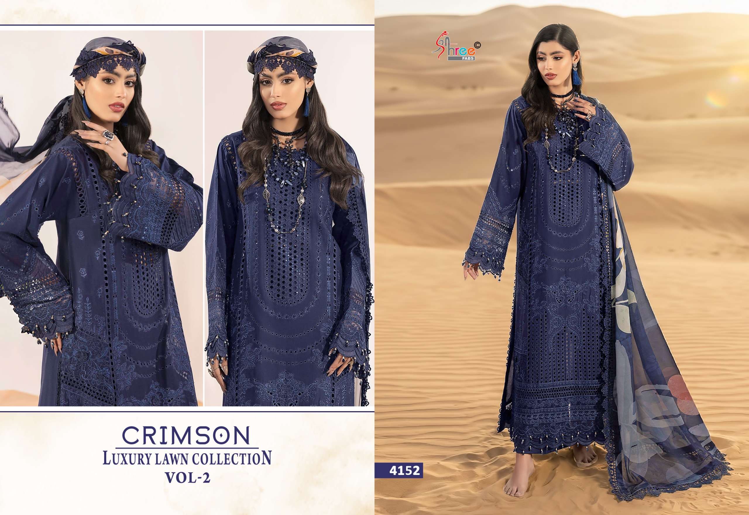 SHREE FABS CRIMSON LUXURY LAWN COLLECTION VOL 2 COTTON HEAVY EMBROIDERY DESIGNER SUIT