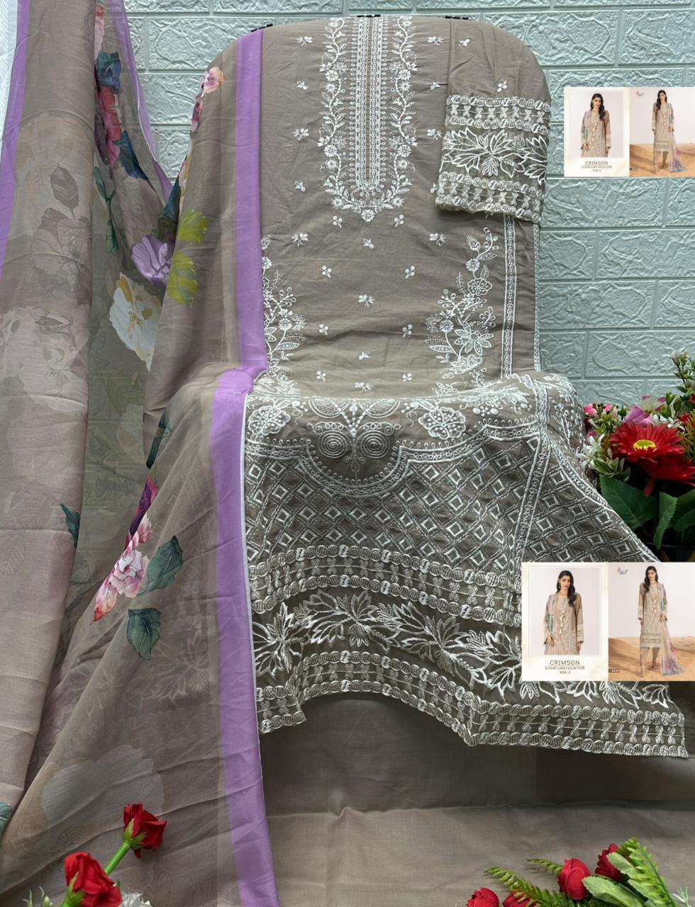SHREE FABS CRIMSON LUXURY LAWN COLLECTION VOL 2 COTTON HEAVY EMBROIDERY DESIGNER SUIT