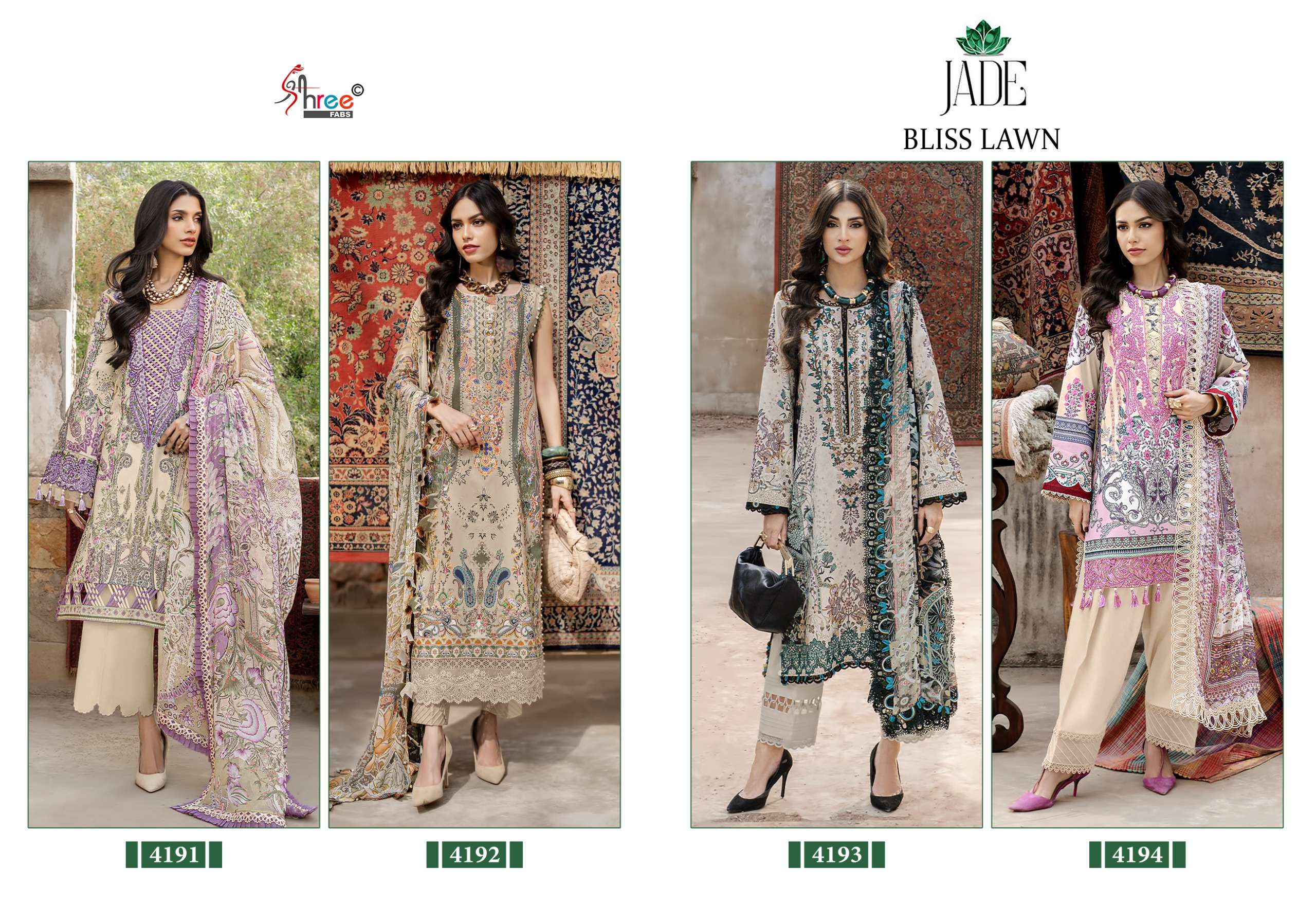 SHREE FABS JADE BLISS LAWN COLLECTION COTTON PATCH EMBROIDERY WORK SALWAR KAMEEZ 