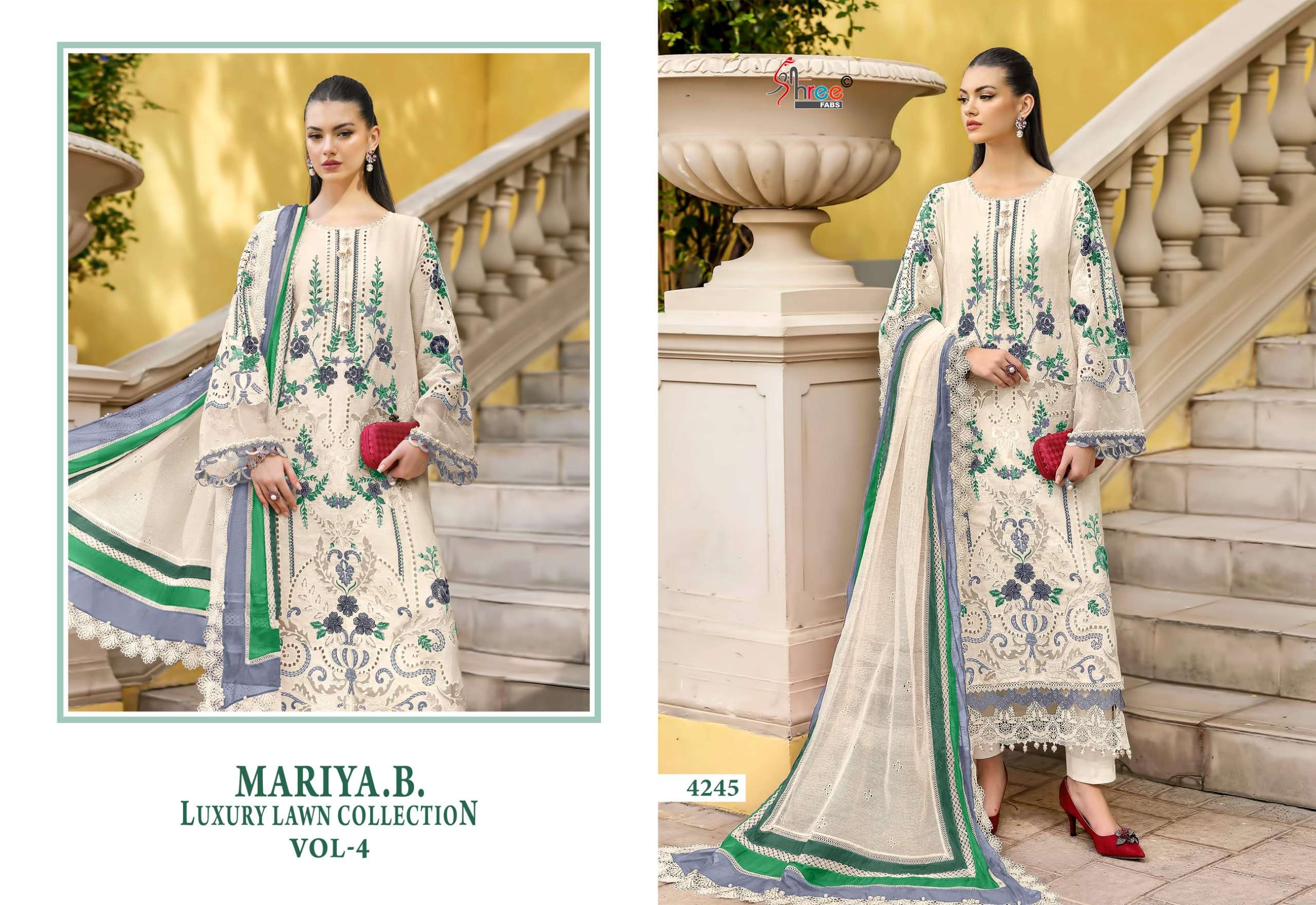 SHREE FABS MARIYA B LUXURY LAWN COLLECTION VOL 4 COTTON DESIGNER WORK SUIT