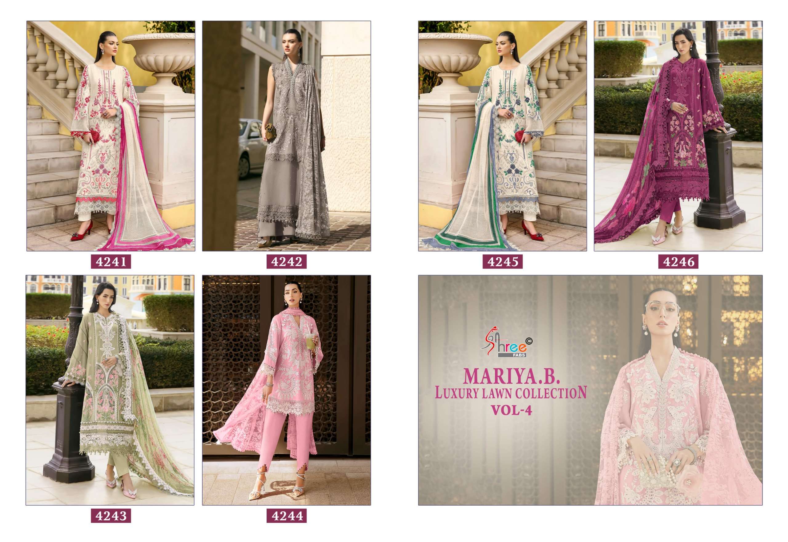 SHREE FABS MARIYA B LUXURY LAWN COLLECTION VOL 4 COTTON DESIGNER WORK SUIT