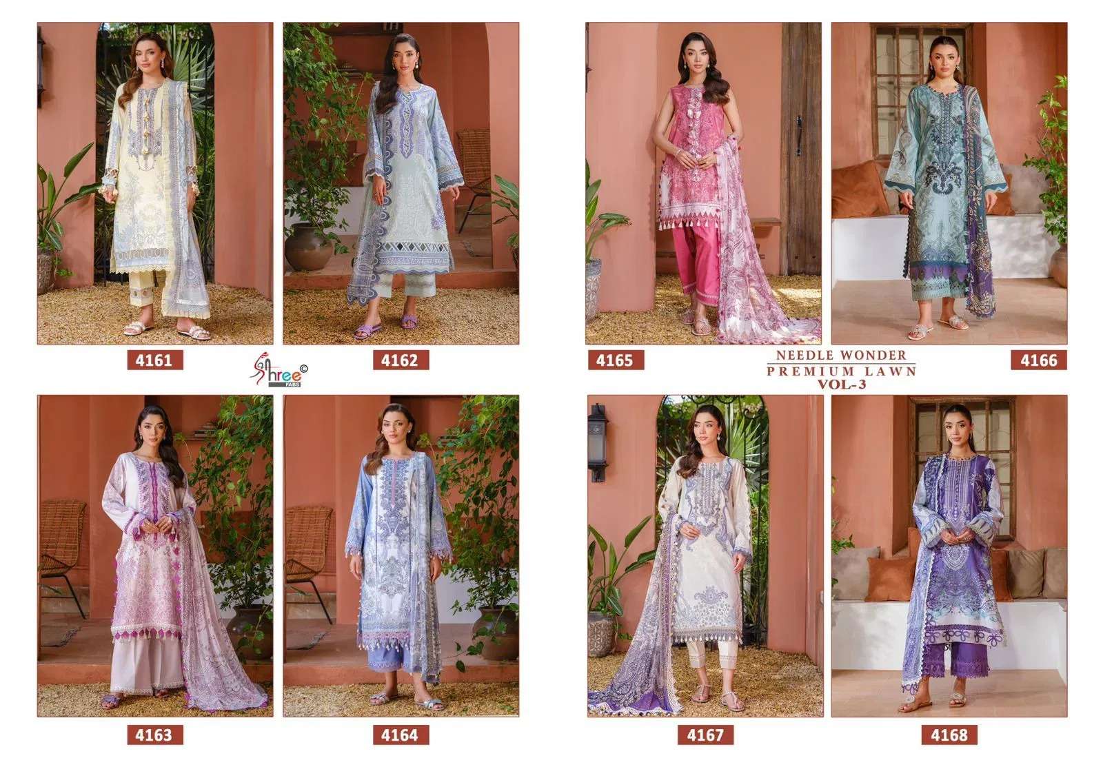 SHREE FABS NEEDLE WONDER LAWN COLLECTION VOL 3 COTTON EMBROIDERY WORK SALWAR KAMEEZ 