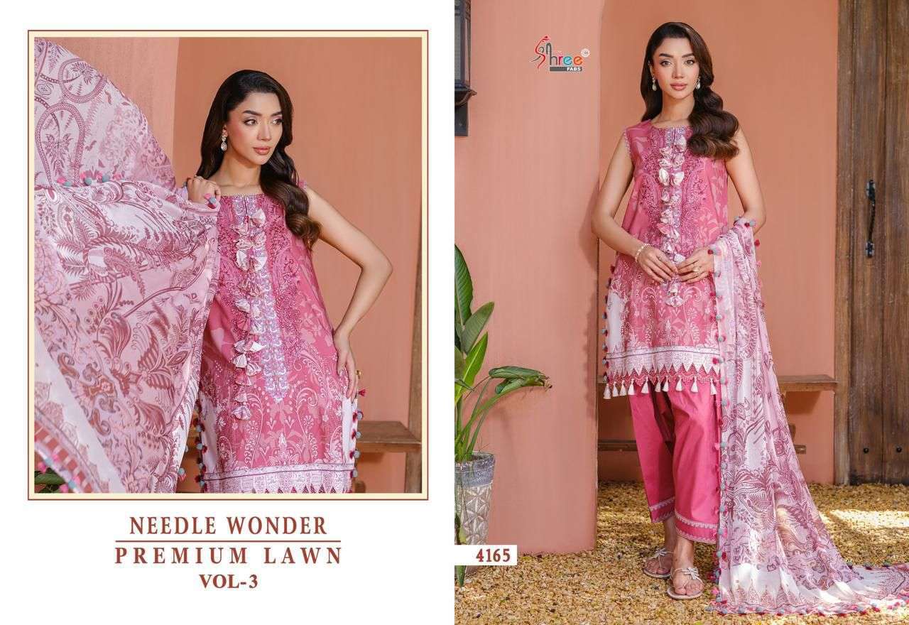 SHREE FABS NEEDLE WONDER LAWN COLLECTION VOL 3 COTTON EMBROIDERY WORK SALWAR KAMEEZ 