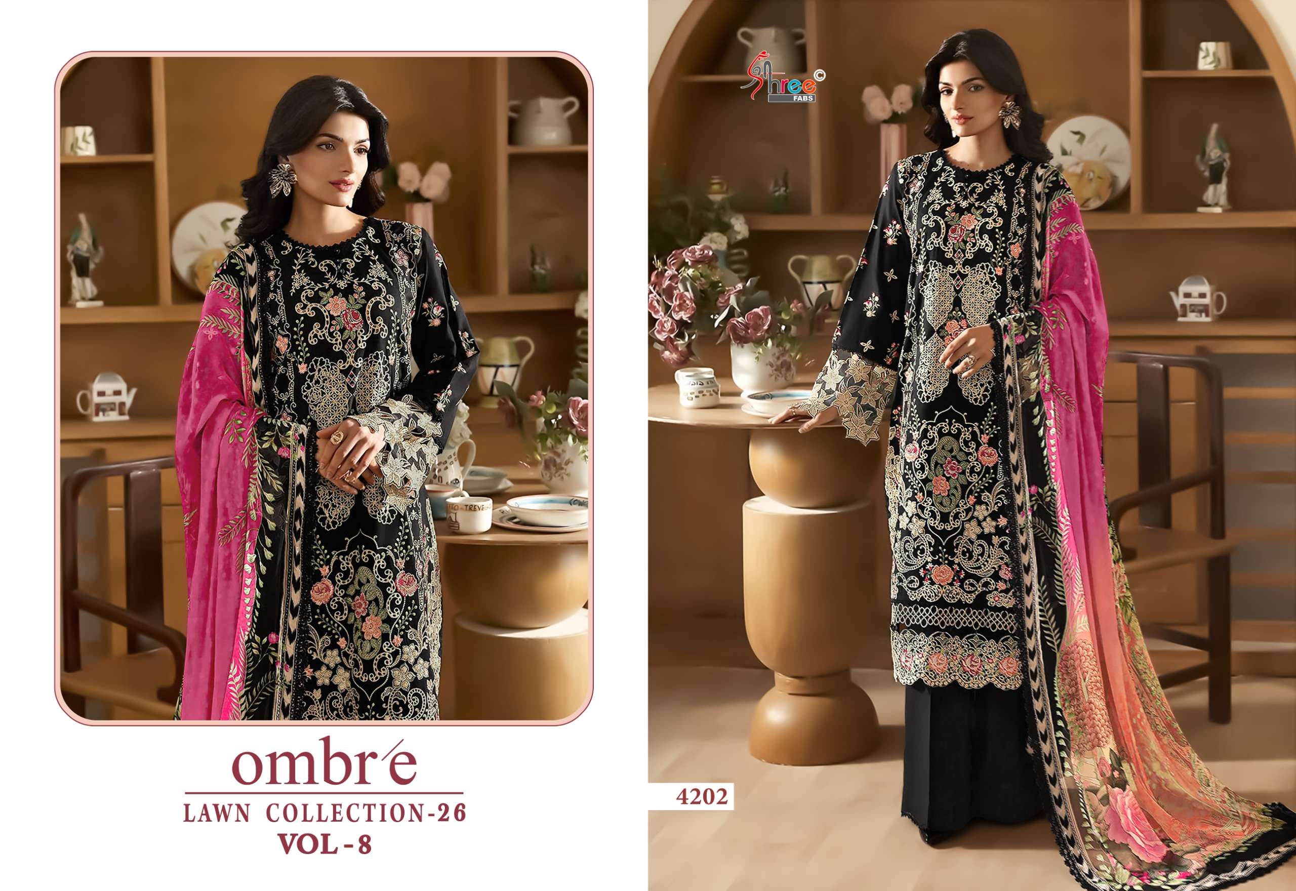 SHREE FABS OMBRE LAWN COLLECTION VOL 8 COTTON HEAVY EMBROIDERY WORK SUIT