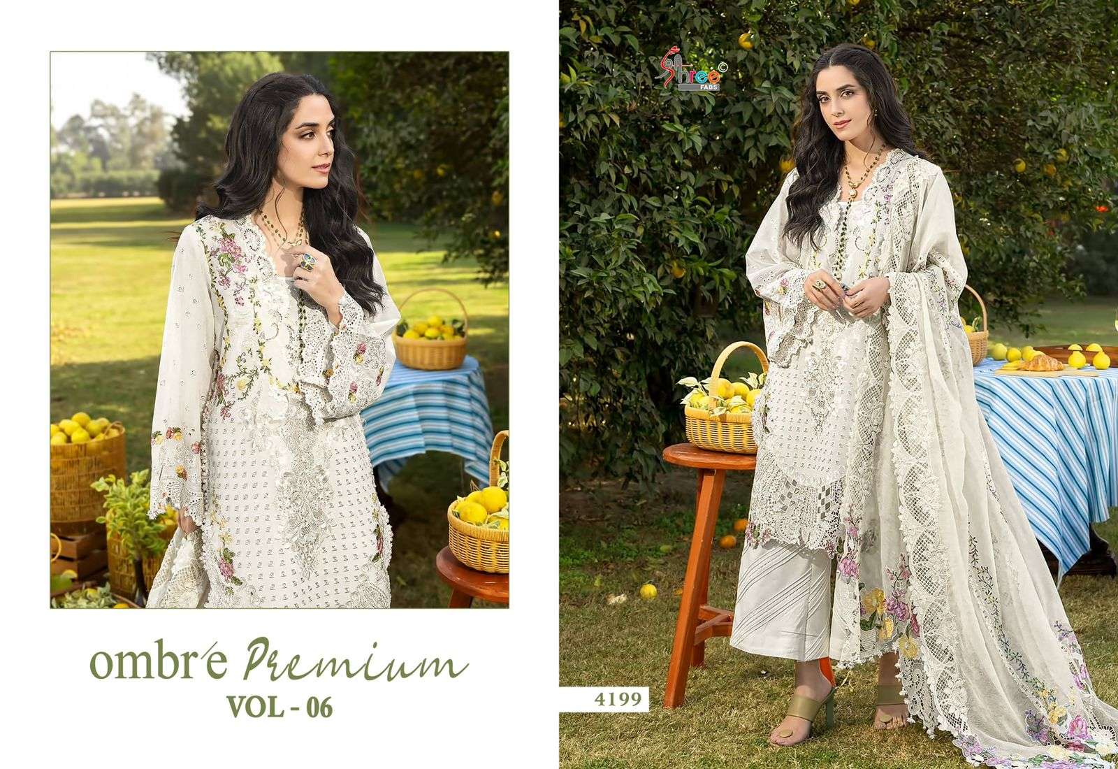 SHREE FABS OMBRE PREMIUM VOL 6 COTTON HEAVY EMBROIDERY WORK SALWAR KAMEEZ 