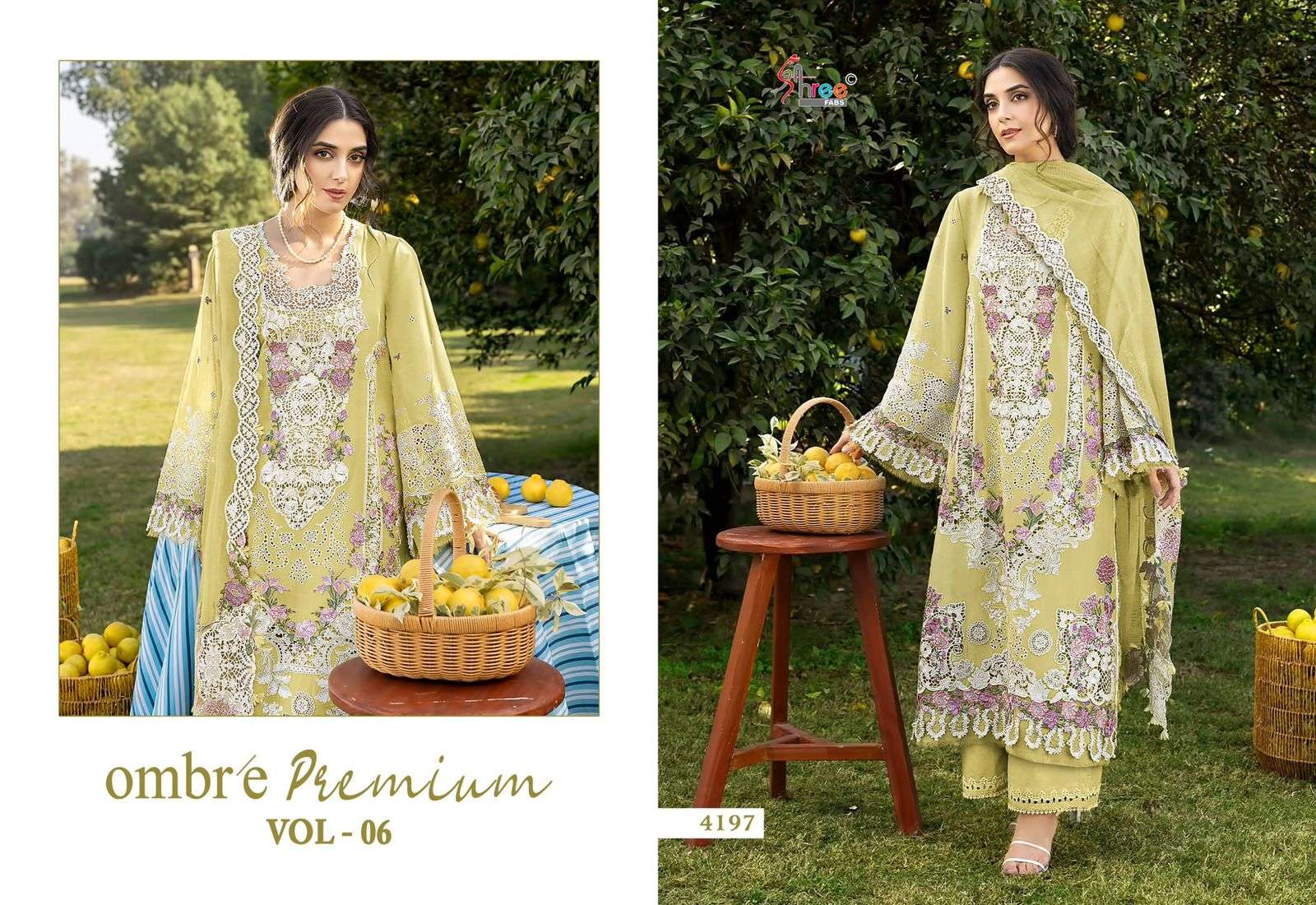 SHREE FABS OMBRE PREMIUM VOL 6 COTTON HEAVY EMBROIDERY WORK SALWAR KAMEEZ 