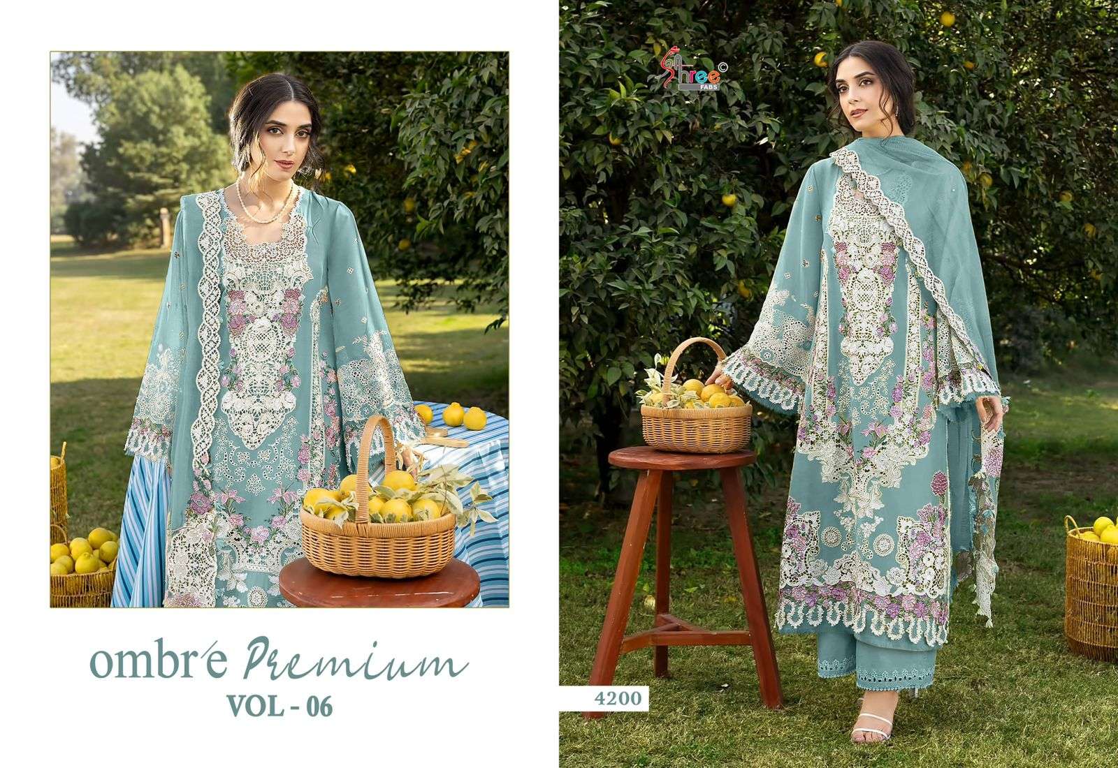 SHREE FABS OMBRE PREMIUM VOL 6 COTTON HEAVY EMBROIDERY WORK SALWAR KAMEEZ 