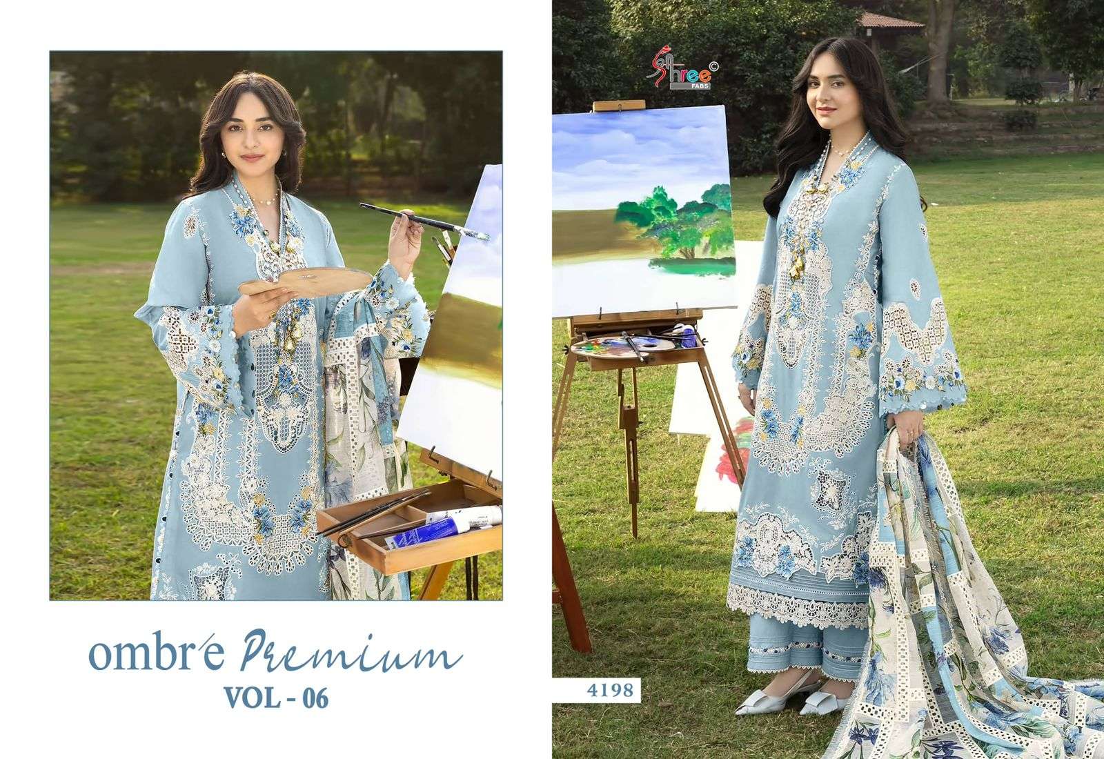 SHREE FABS OMBRE PREMIUM VOL 6 COTTON HEAVY EMBROIDERY WORK SALWAR KAMEEZ 