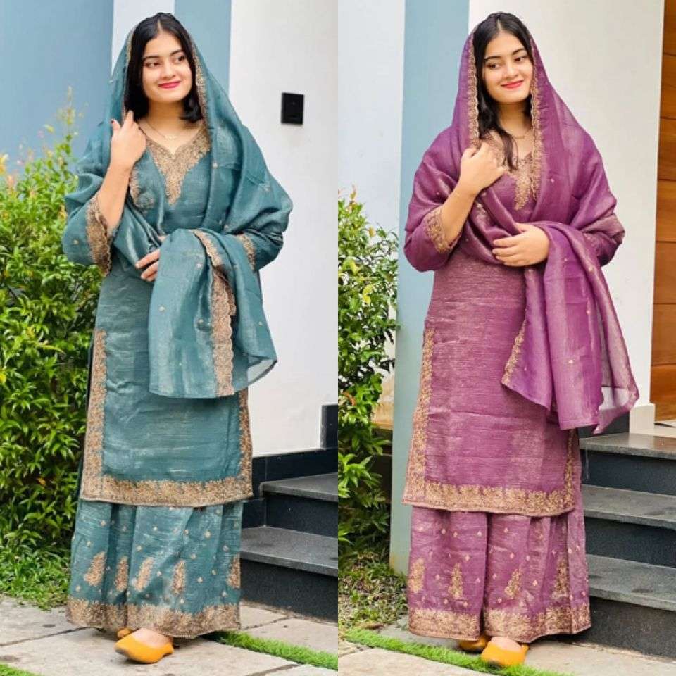 SR 1666 SILK EMBROIDERY DESIGNER WORK PARTY WEAR SUIT