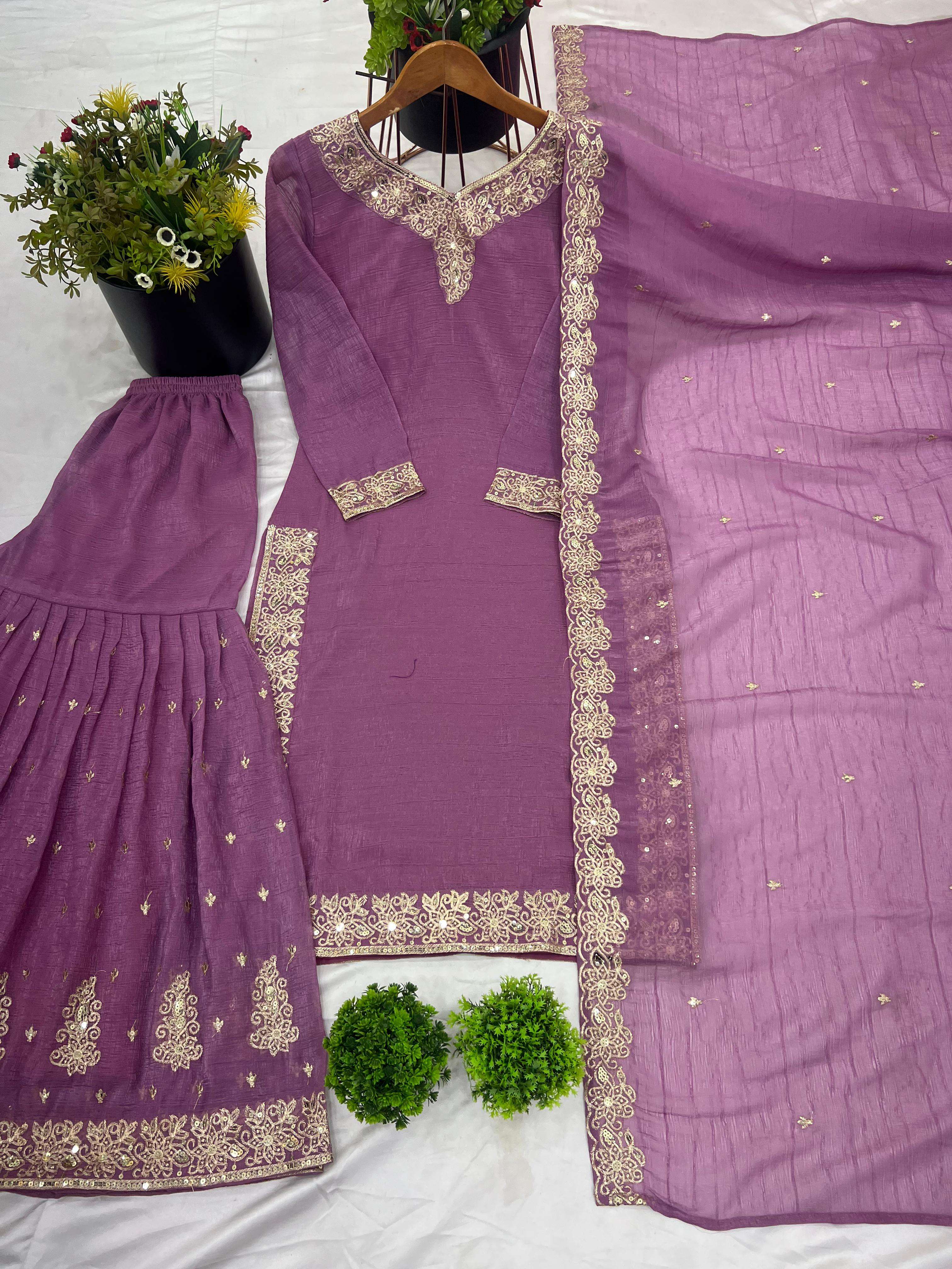 SR 1666 SILK EMBROIDERY DESIGNER WORK PARTY WEAR SUIT