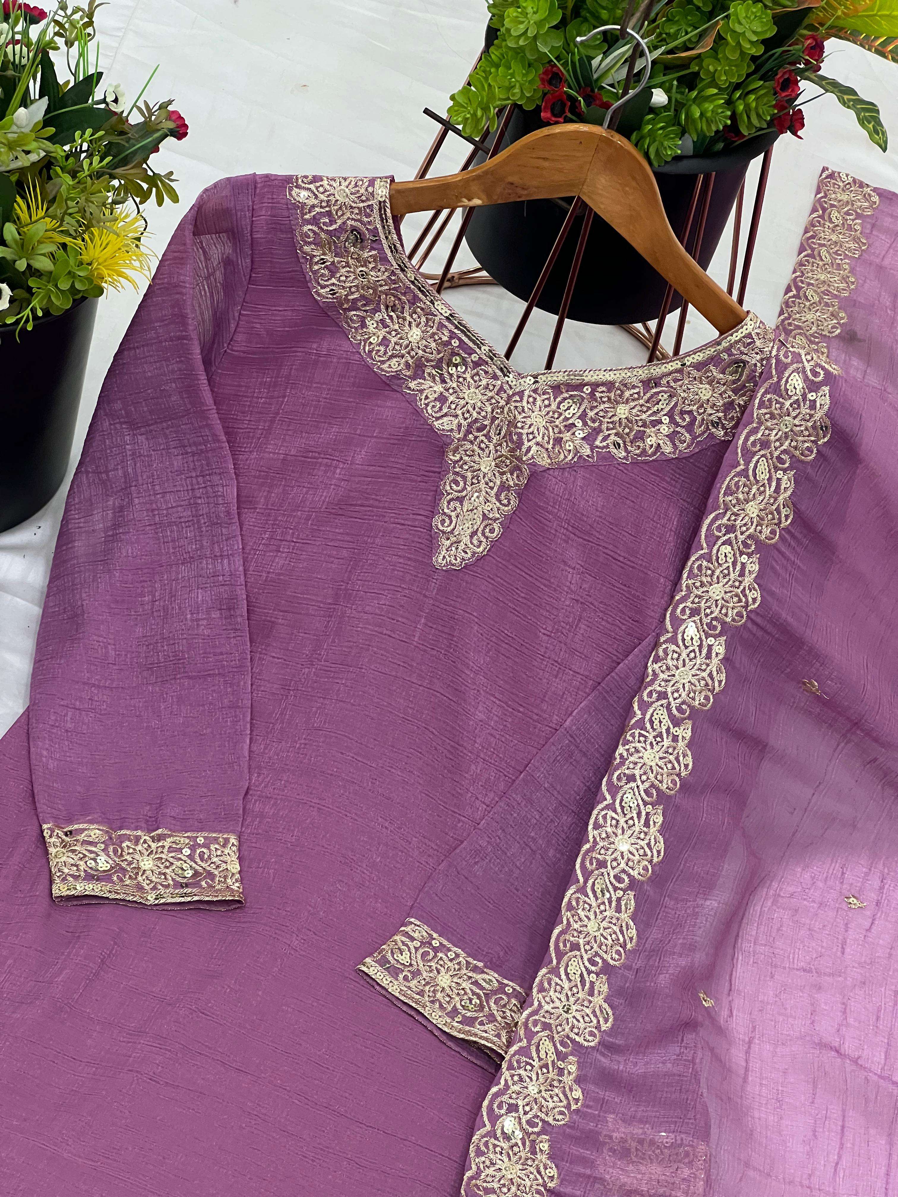 SR 1666 SILK EMBROIDERY DESIGNER WORK PARTY WEAR SUIT