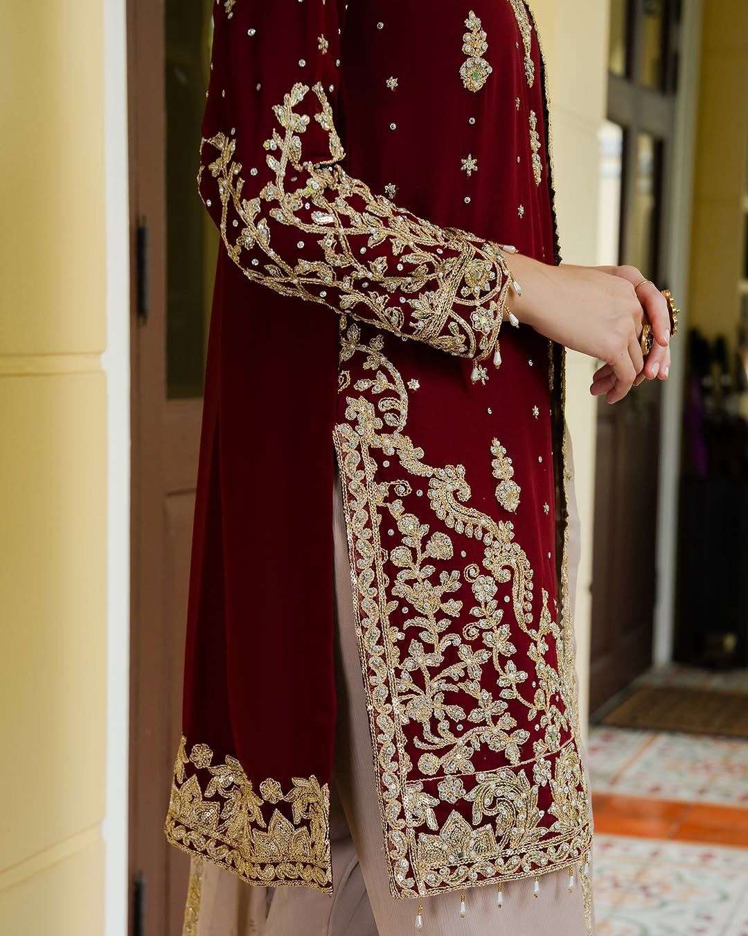 SR 1699 GEORGETTE HEAVY EMBROIDERED DESIGNER EID WEAR SHARARA SUIT