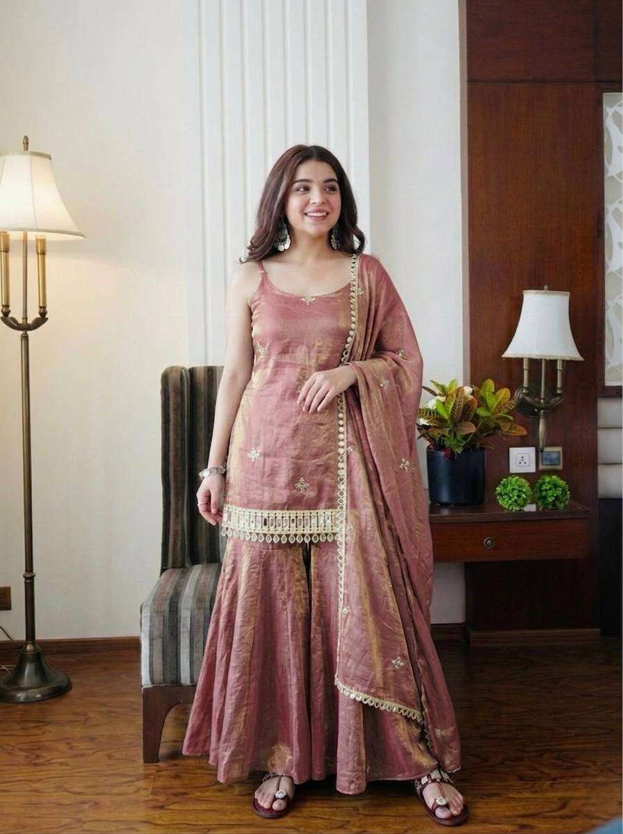 SRK 5334 BEAUTIFUL PARTY WEAR DESIGNER LOOK LADIES SHARARA SUIT