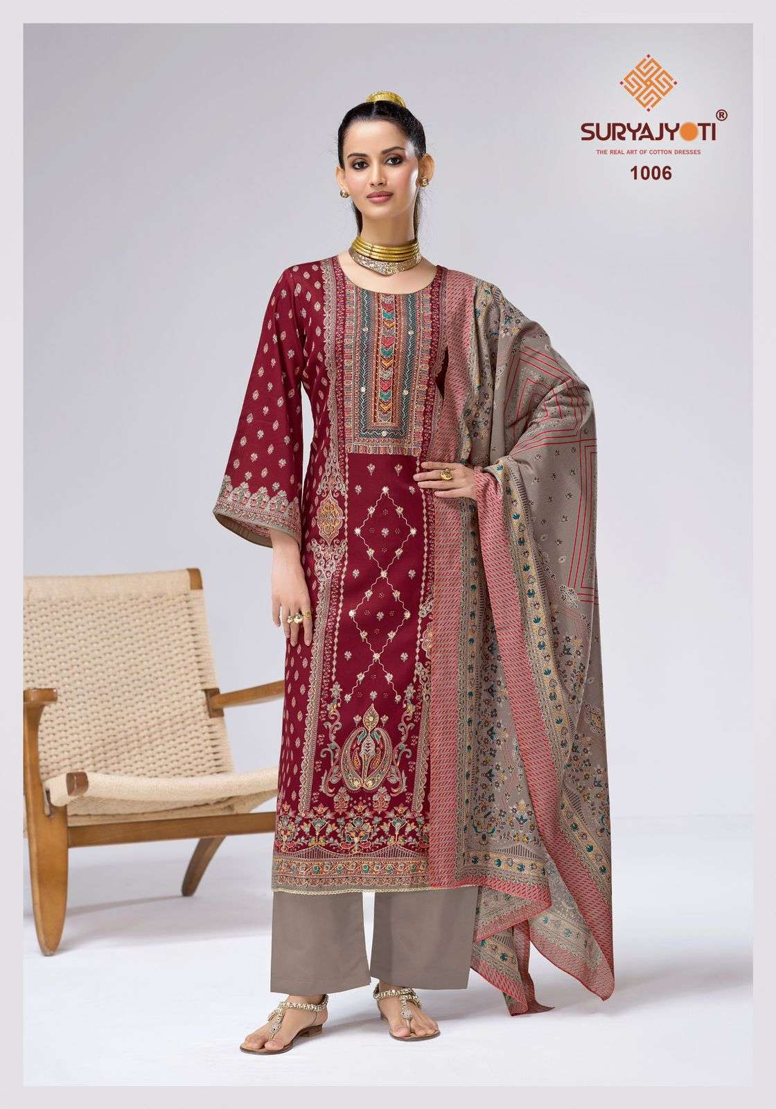 SURYAJYOTI CHARVI VOL 1 JAM SILK PRINT WITH SWAROVSKI WORK SUITS 