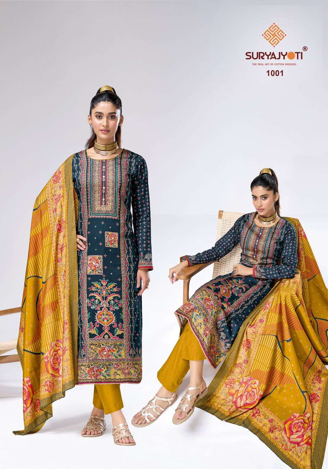SURYAJYOTI CHARVI VOL 1 JAM SILK PRINT WITH SWAROVSKI WORK SUITS 