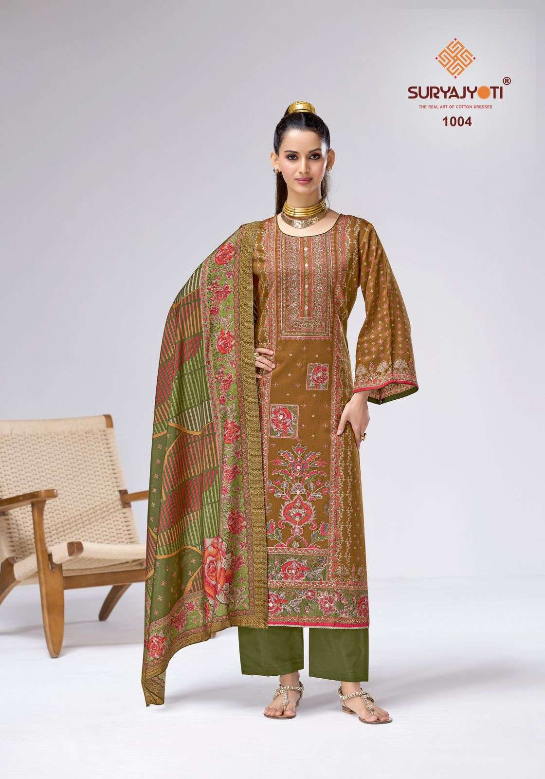 SURYAJYOTI CHARVI VOL 1 JAM SILK PRINT WITH SWAROVSKI WORK SUITS 