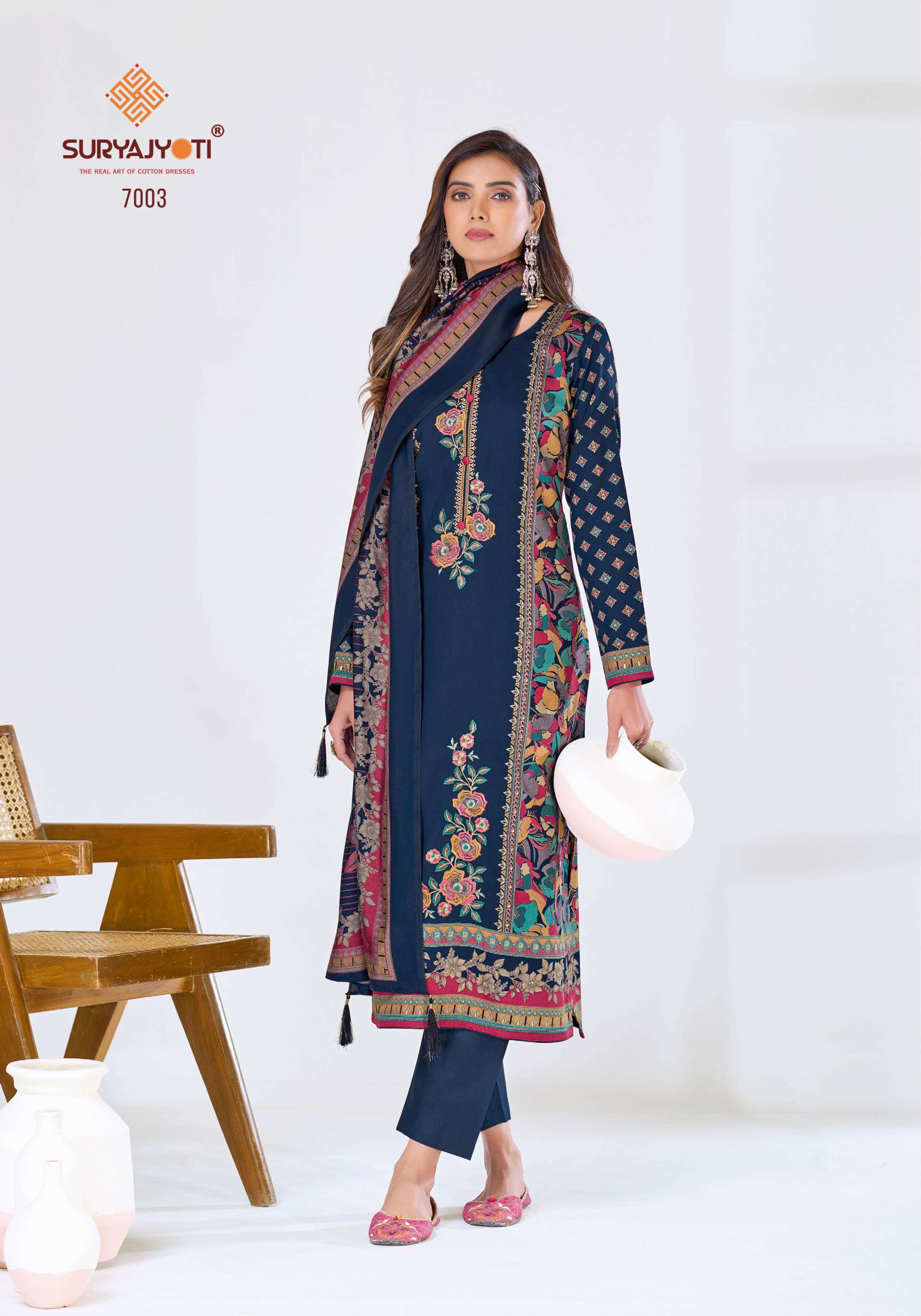 SURYAJYOTI KAAMINI VOL 7 JAM SATIN PRINT WITH EMBROIDERY WORK SUIT