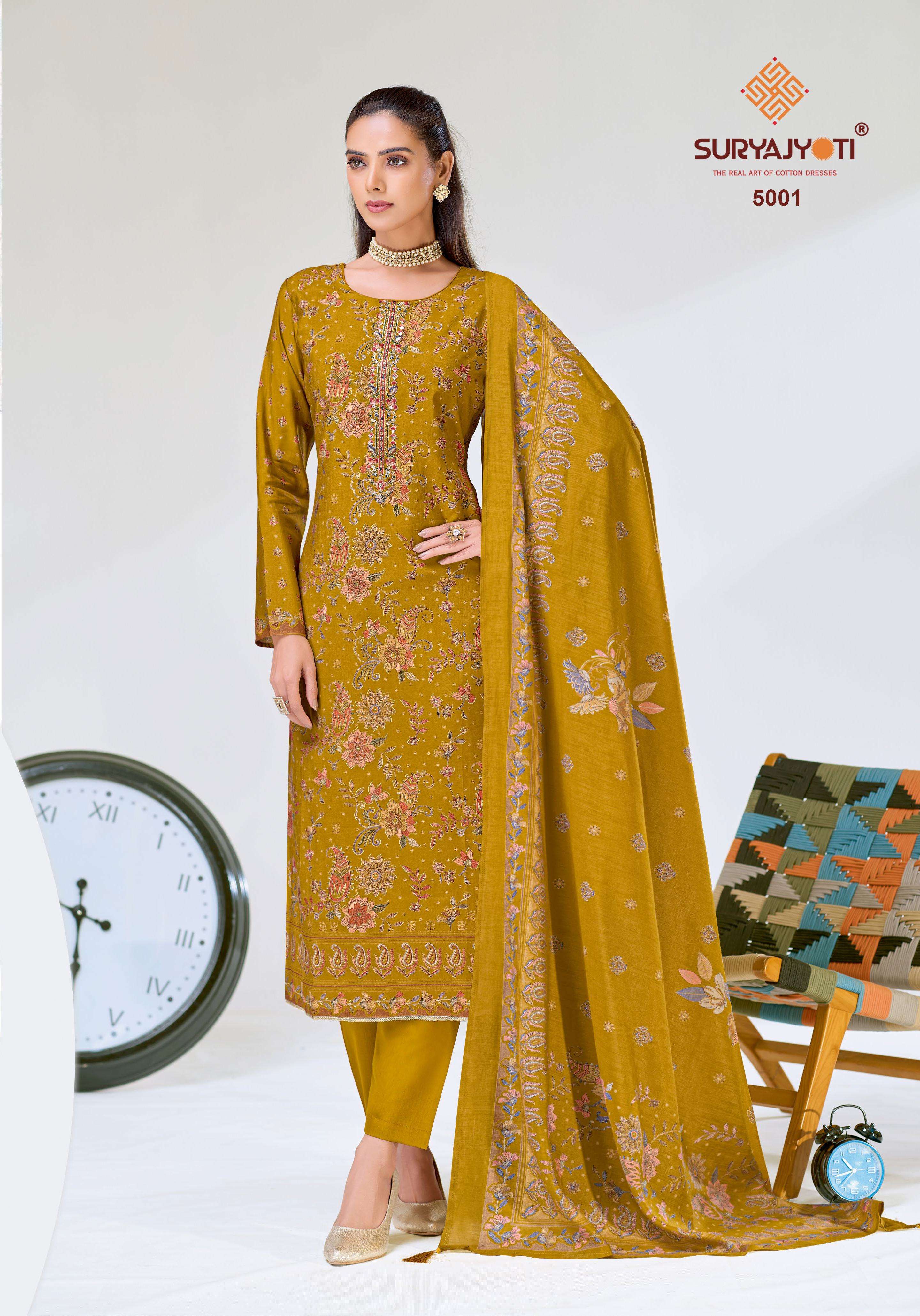 SURYAJYOTI KAJAL VOL 5 MODAL SILK PRINT WITH EMBROIDERY WORK SUIT