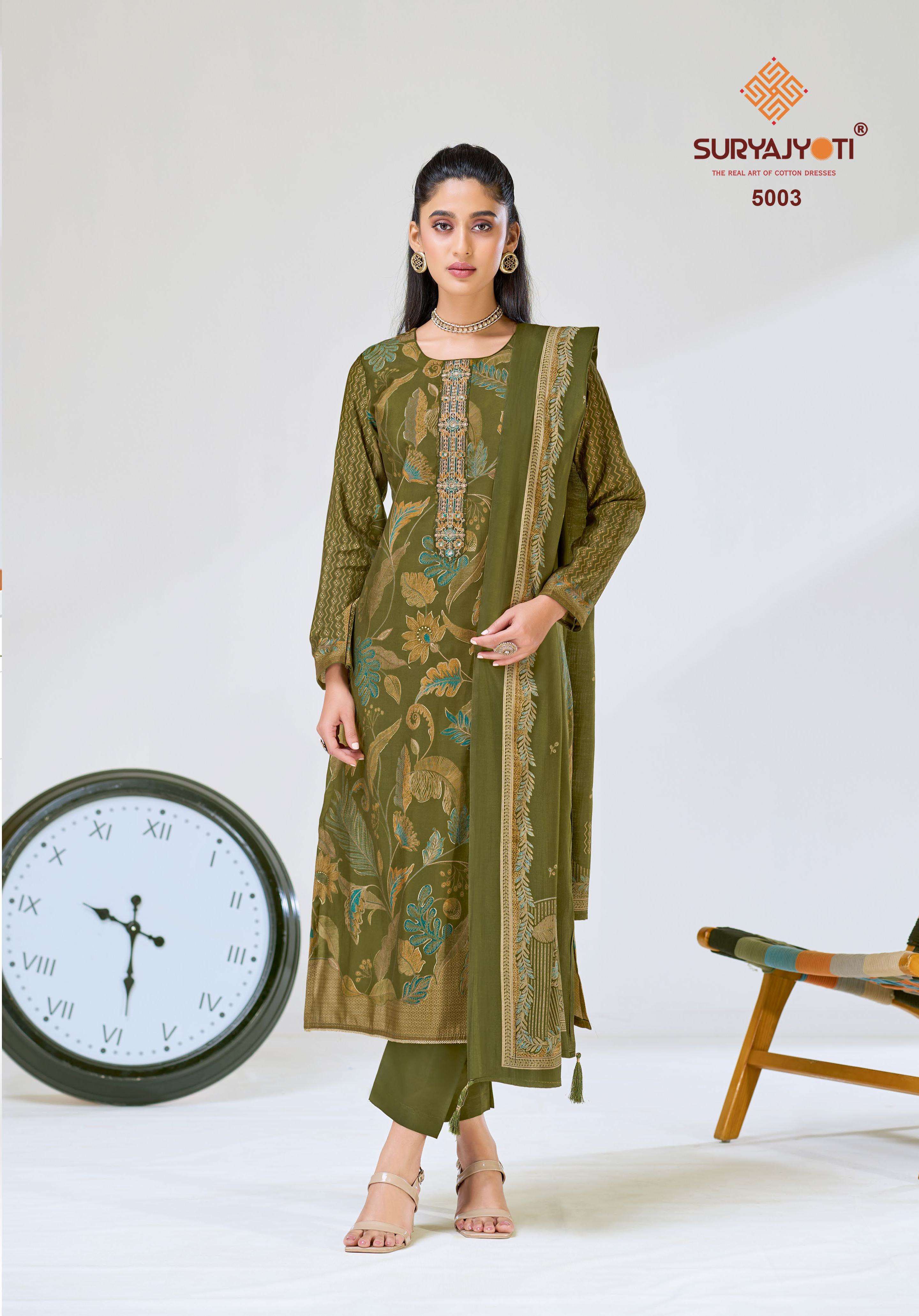 SURYAJYOTI KAJAL VOL 5 MODAL SILK PRINT WITH EMBROIDERY WORK SUIT