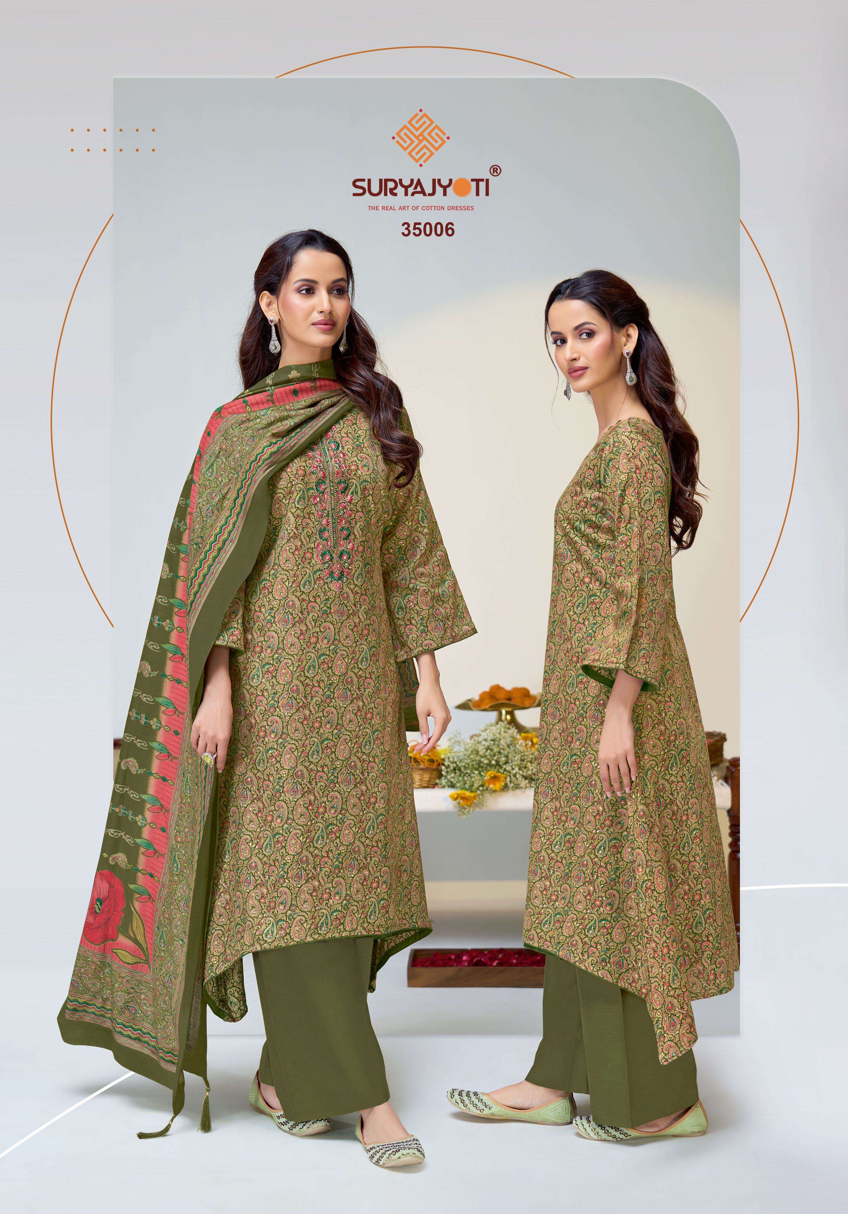 SURYAJYOTI KALKI VOL 35 JAM SATIN PRINT WITH FANCY EMBROIDERY WORK SUIT