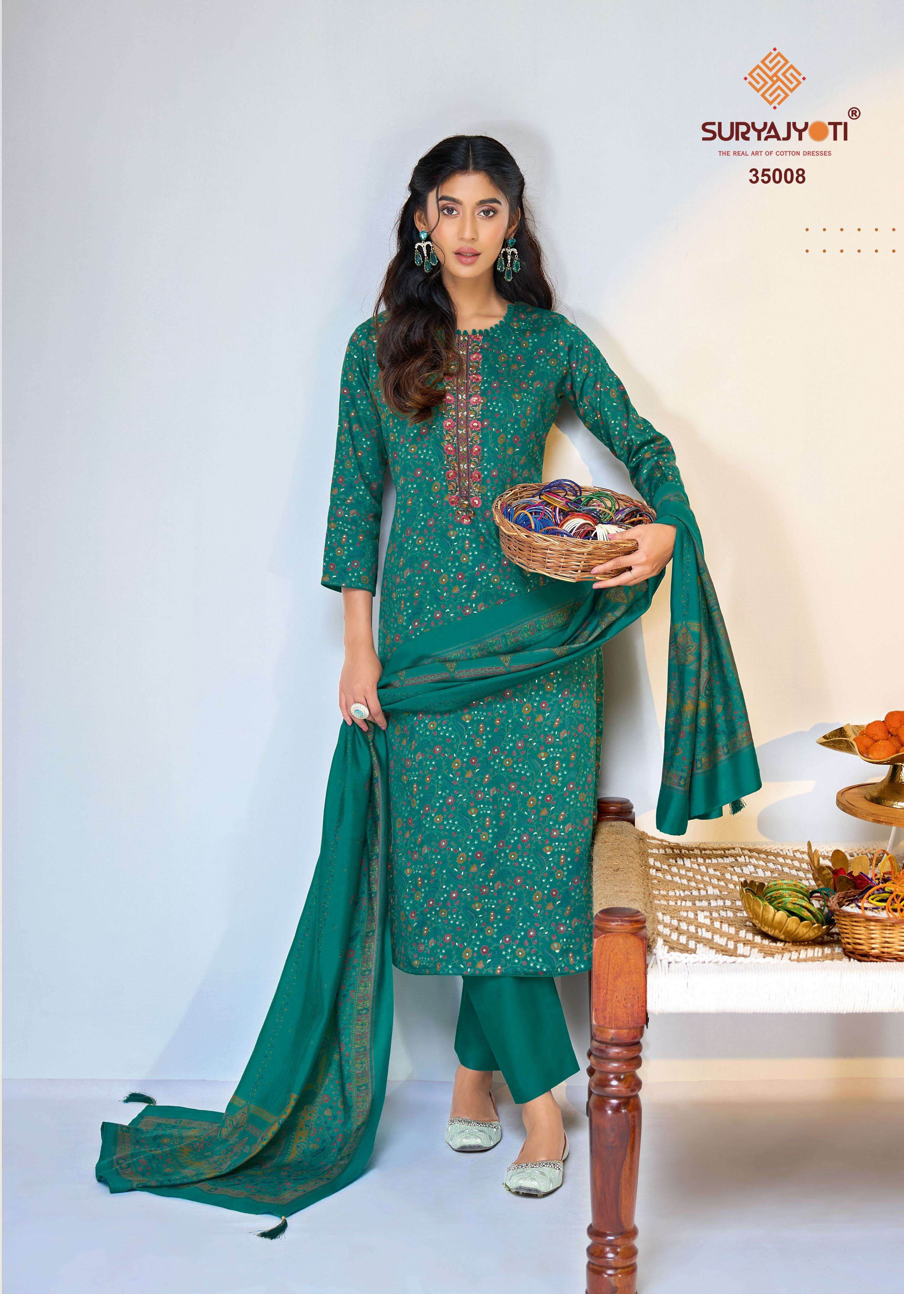SURYAJYOTI KALKI VOL 35 JAM SATIN PRINT WITH FANCY EMBROIDERY WORK SUIT