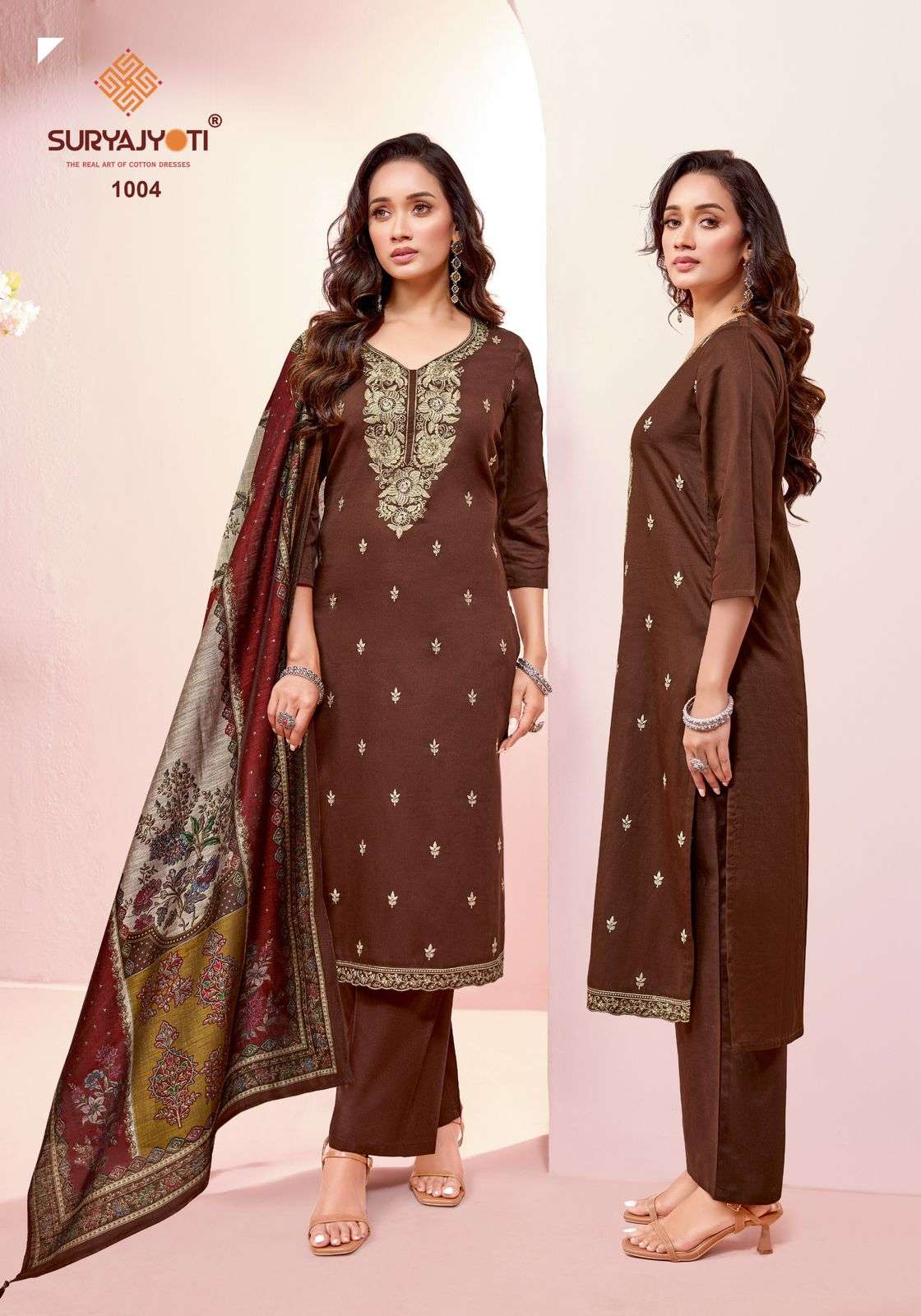 SURYAJYOTI PRANAVI VOL 1 SATIN FANCY EMBROIDERY WORK LADIES 3PCS SET COLLECTION 