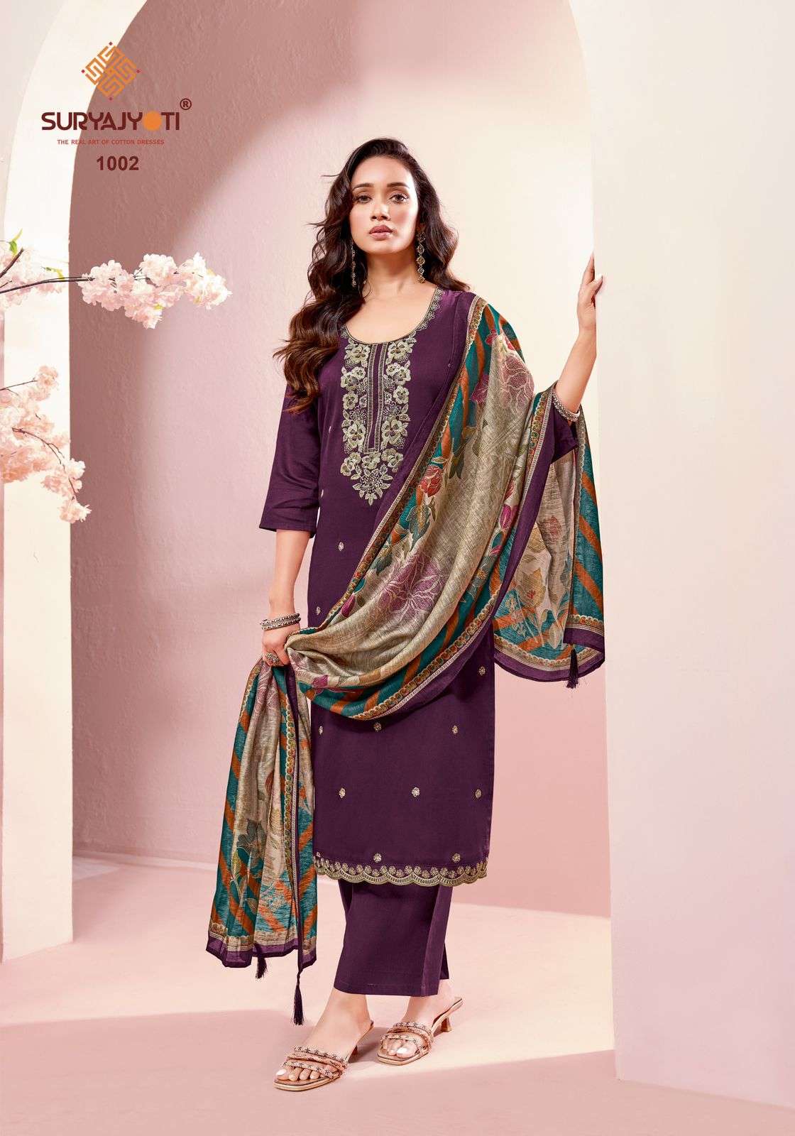 SURYAJYOTI PRANAVI VOL 1 SATIN FANCY EMBROIDERY WORK LADIES 3PCS SET COLLECTION 