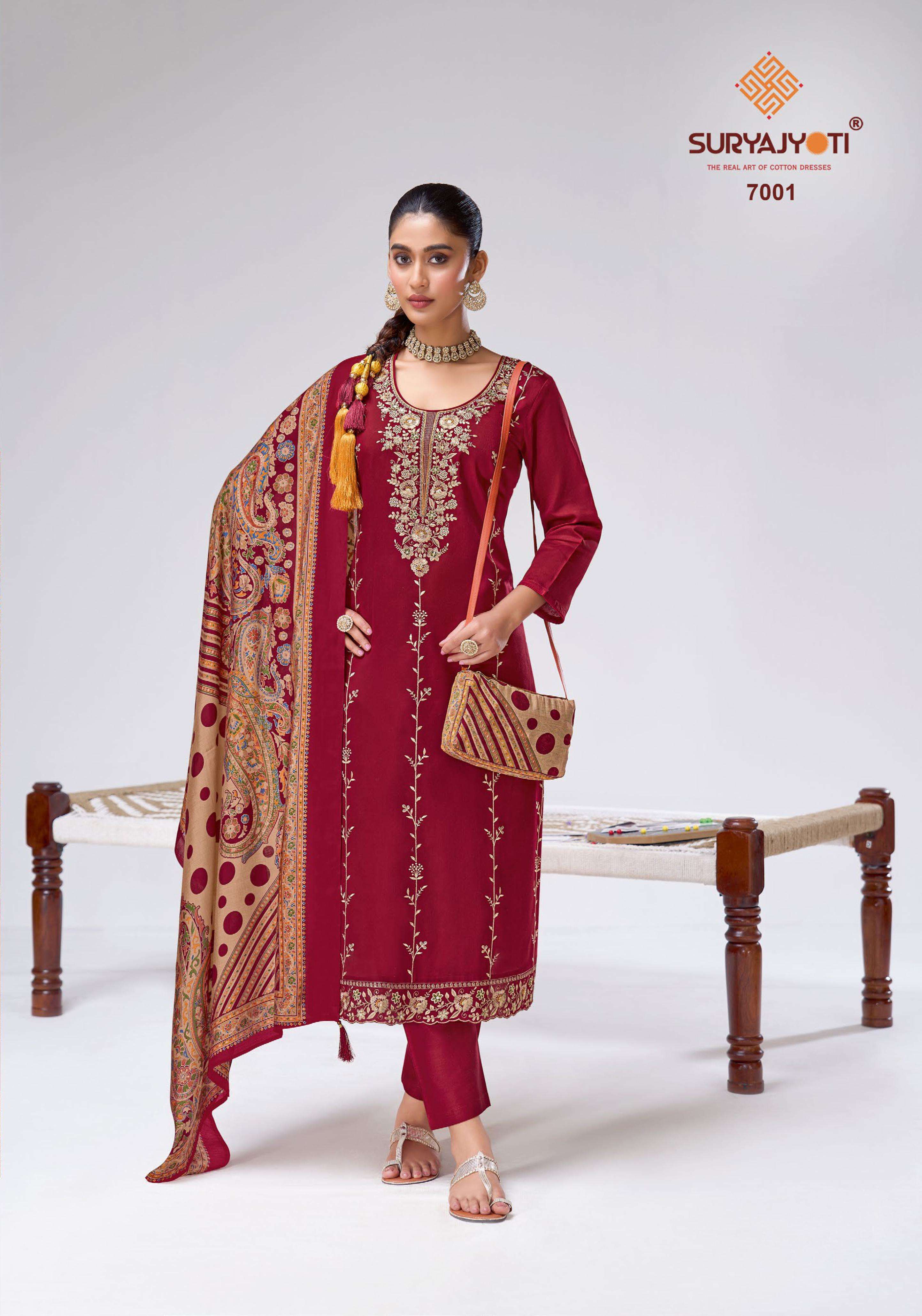 SURYAJYOTI ZEENAT VOL 1 JAM SATIN EMBROIDERY DESIGNER WORK SUIT