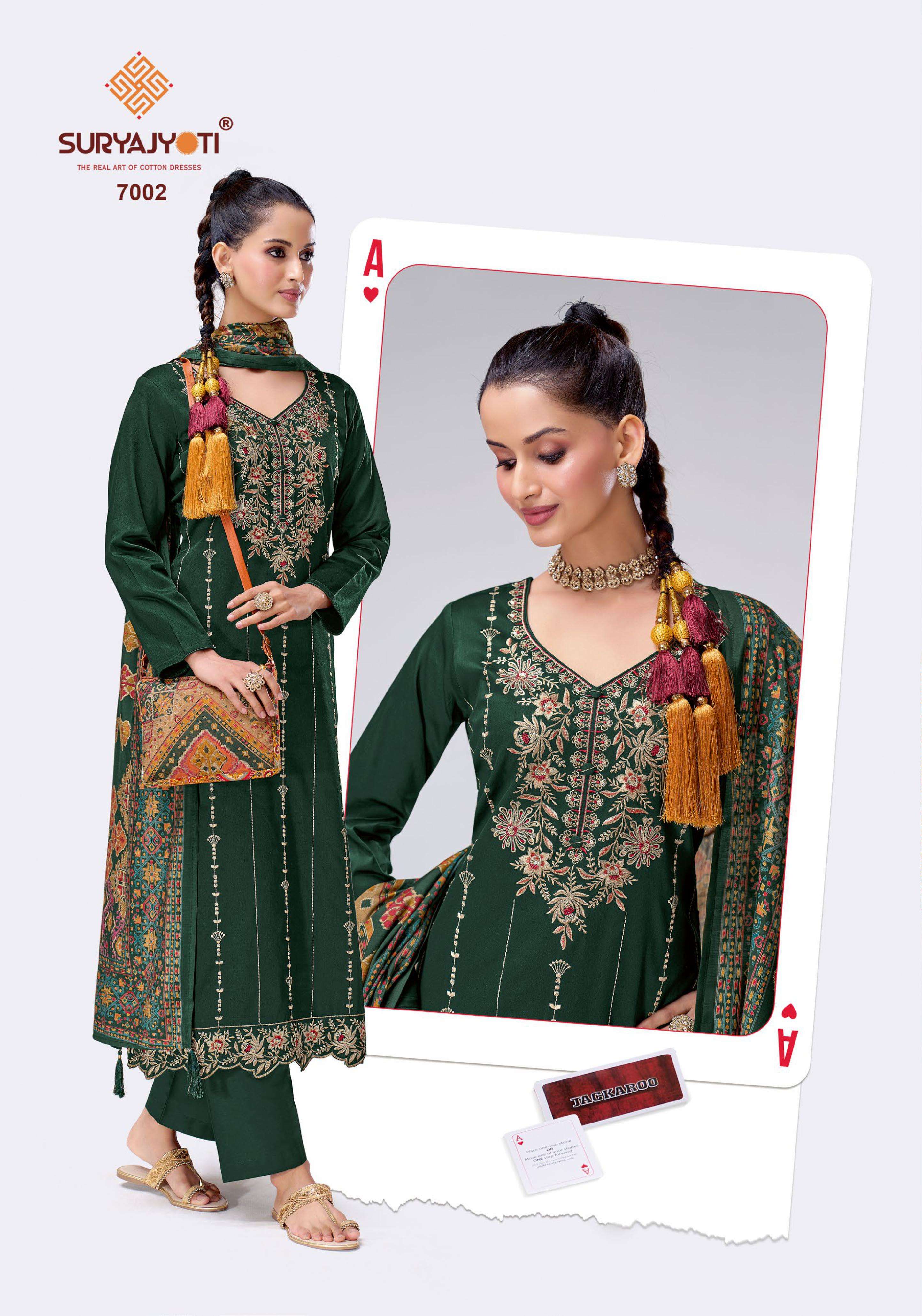 SURYAJYOTI ZEENAT VOL 1 JAM SATIN EMBROIDERY DESIGNER WORK SUIT