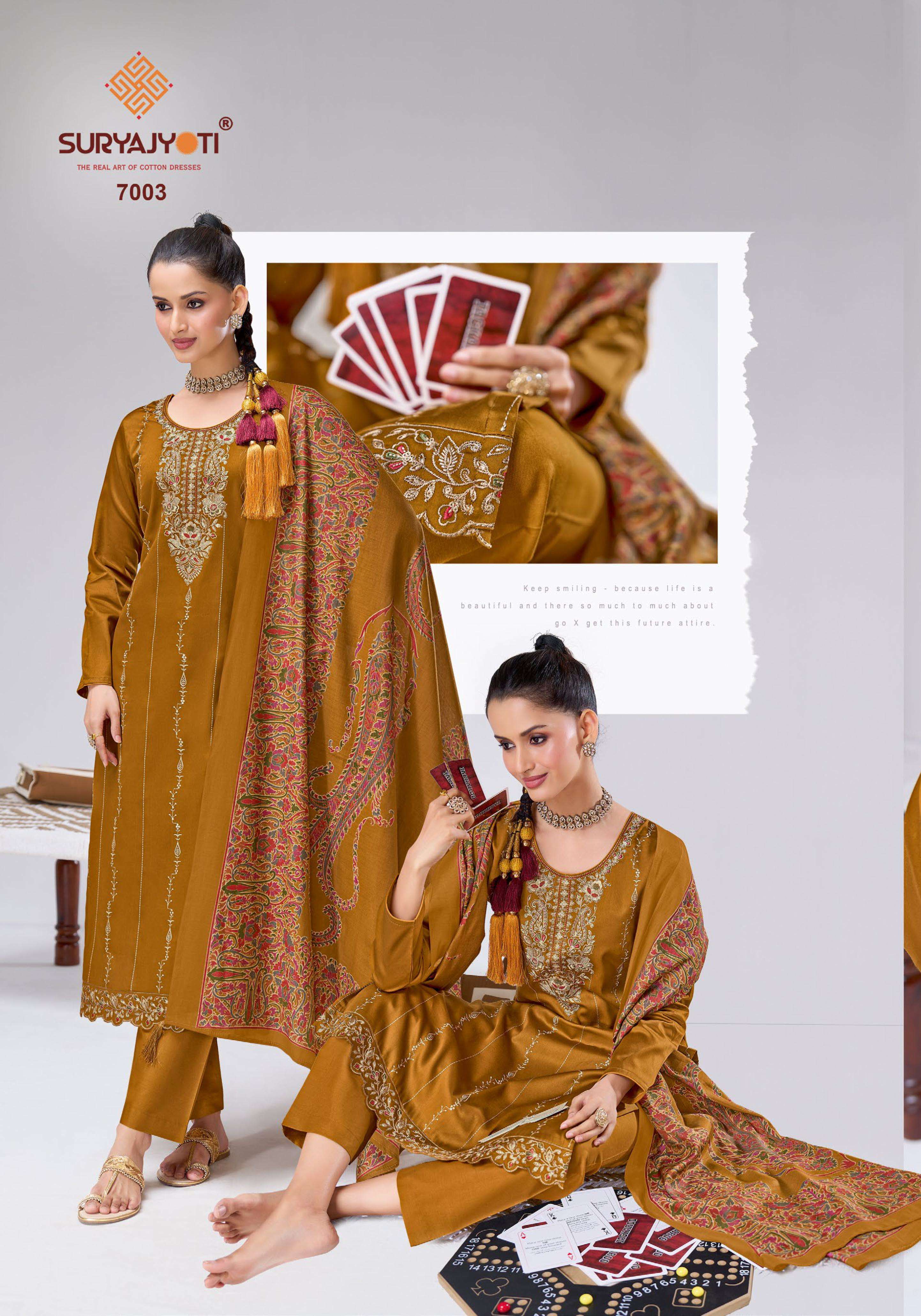 SURYAJYOTI ZEENAT VOL 1 JAM SATIN EMBROIDERY DESIGNER WORK SUIT
