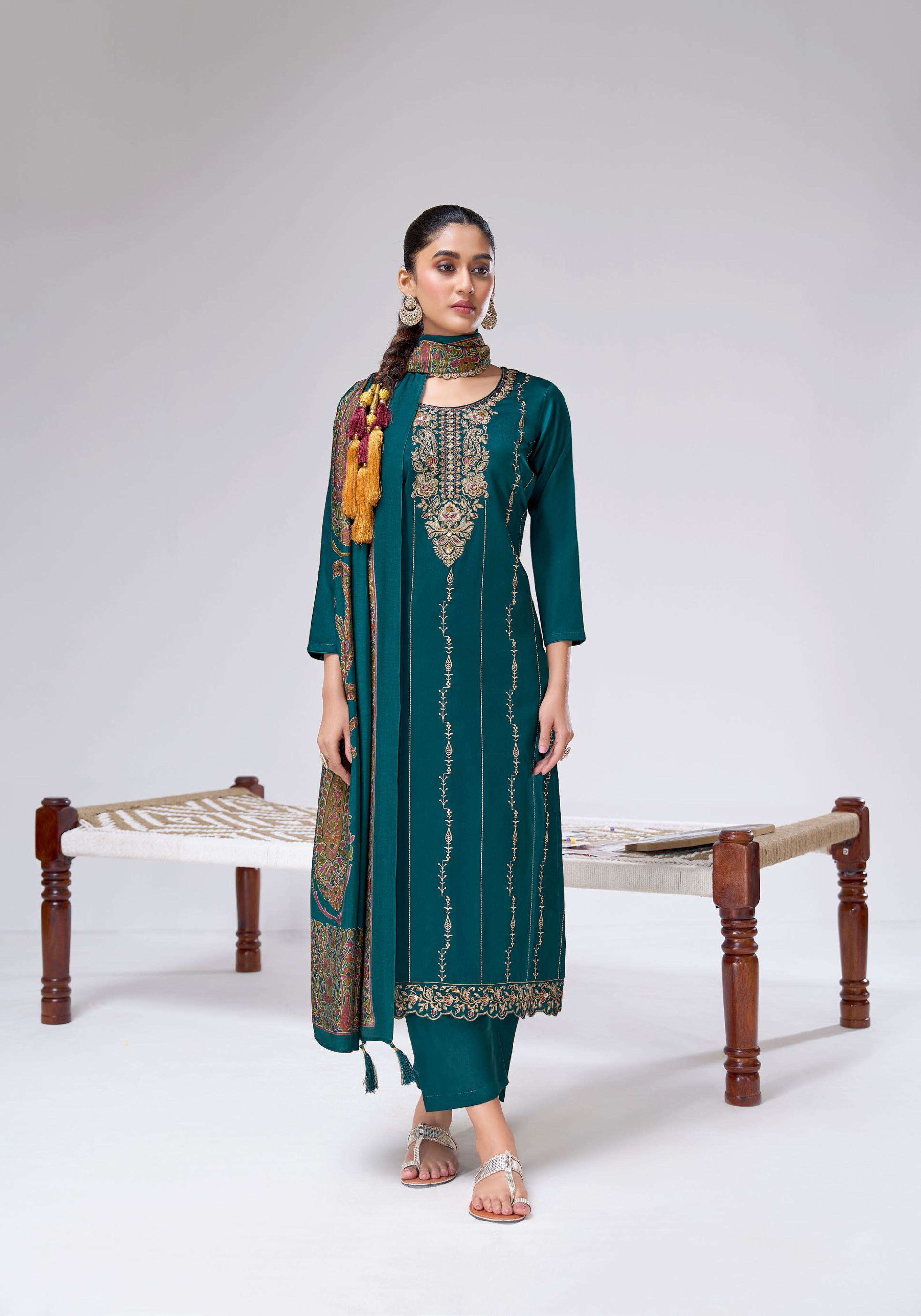 SURYAJYOTI ZEENAT VOL 1 JAM SATIN EMBROIDERY DESIGNER WORK SUIT