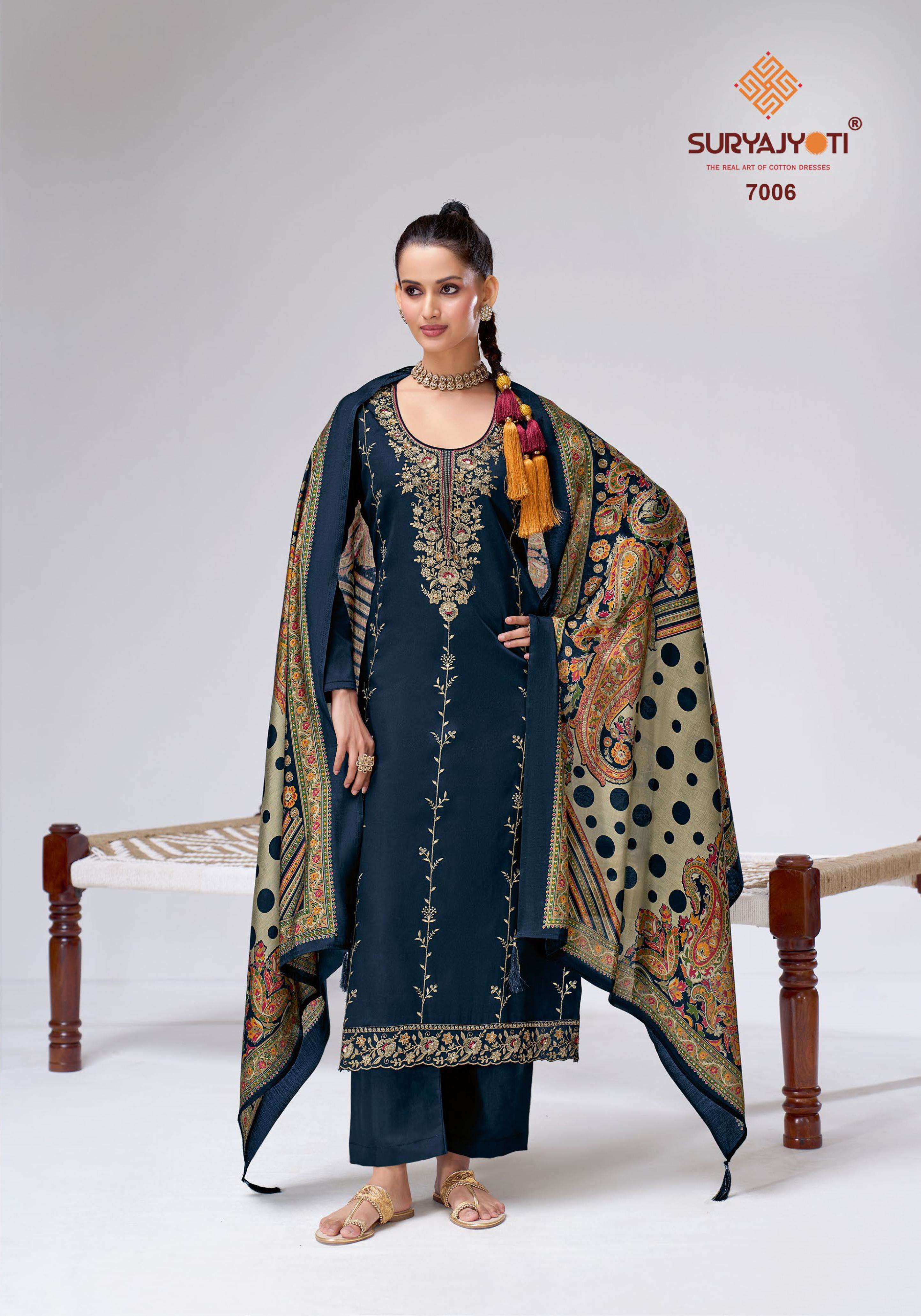 SURYAJYOTI ZEENAT VOL 1 JAM SATIN EMBROIDERY DESIGNER WORK SUIT