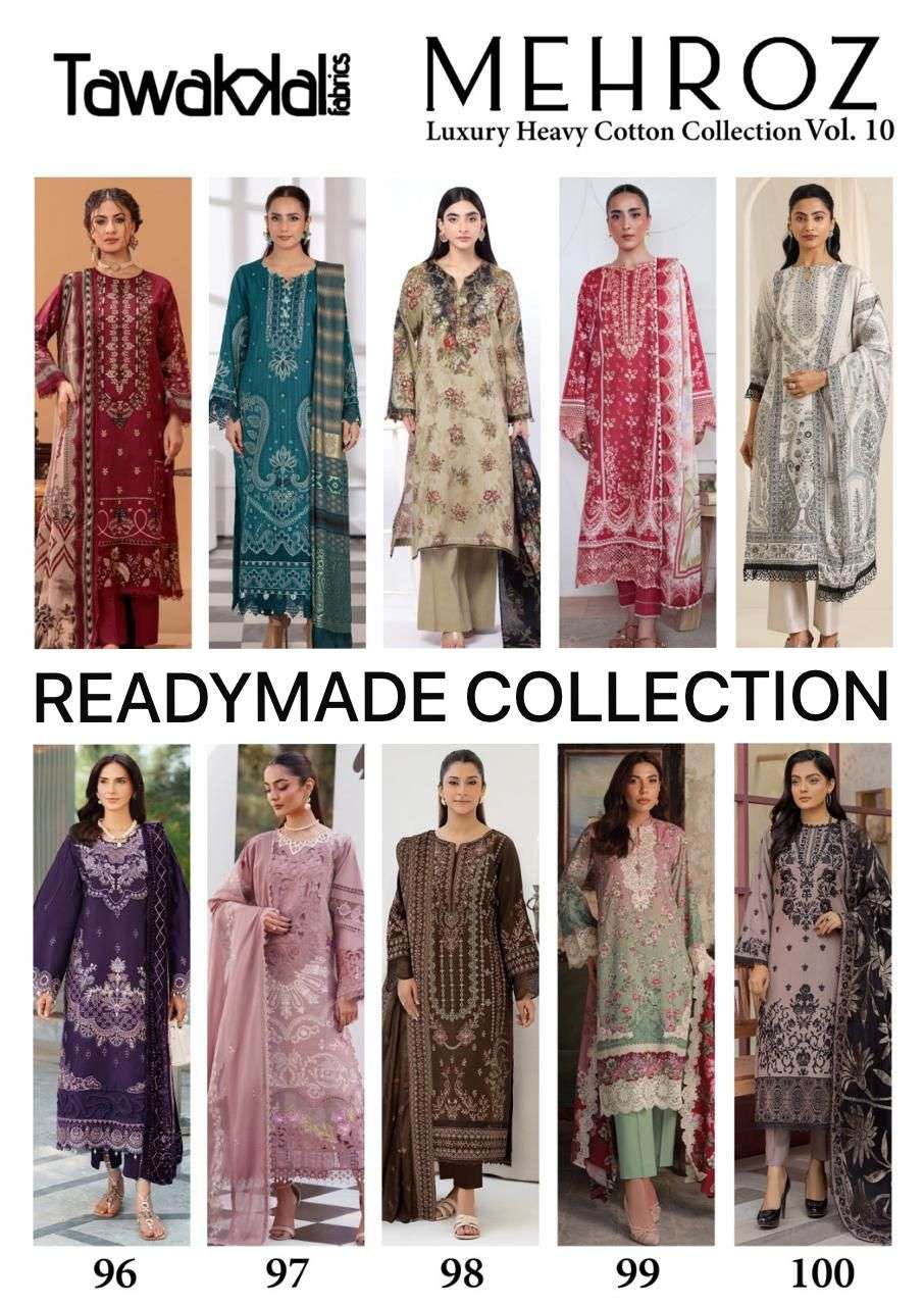 TAWAKKAL FABRICS MEHROZ LUXURY HEAVY COTTON READY MADE COLLECTION VOL 10 