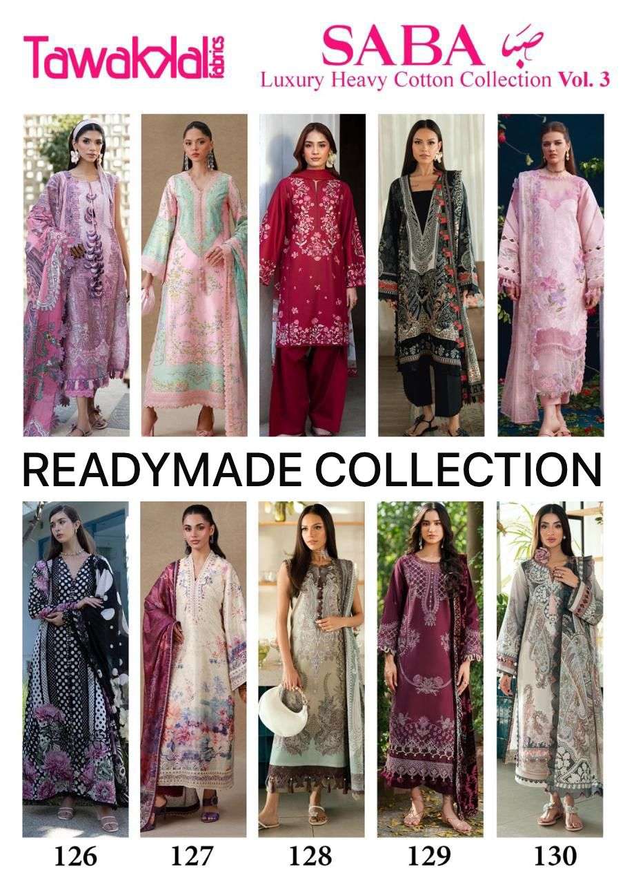 TAWAKKAL FABRICS SABA LUXURY HEAVY READY MADE COTTON COLLECTION VOL 3
