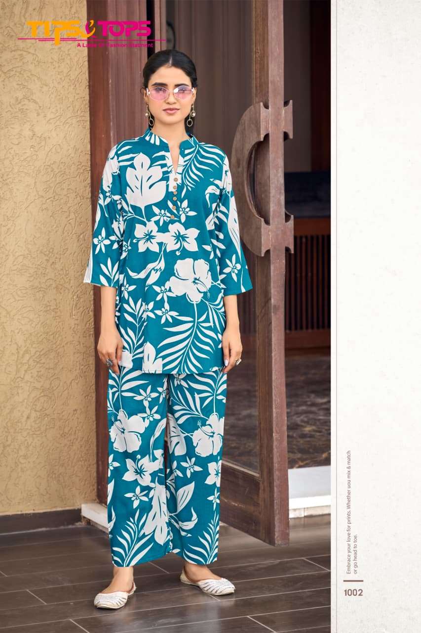 TIPS AND TOPS FASHION BEATS VOL 14 RAYON PRINT FANCY WEAR LADIES CO-ORD SET