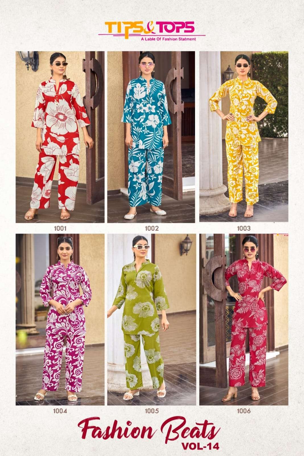 TIPS AND TOPS FASHION BEATS VOL 14 RAYON PRINT FANCY WEAR LADIES CO-ORD SET