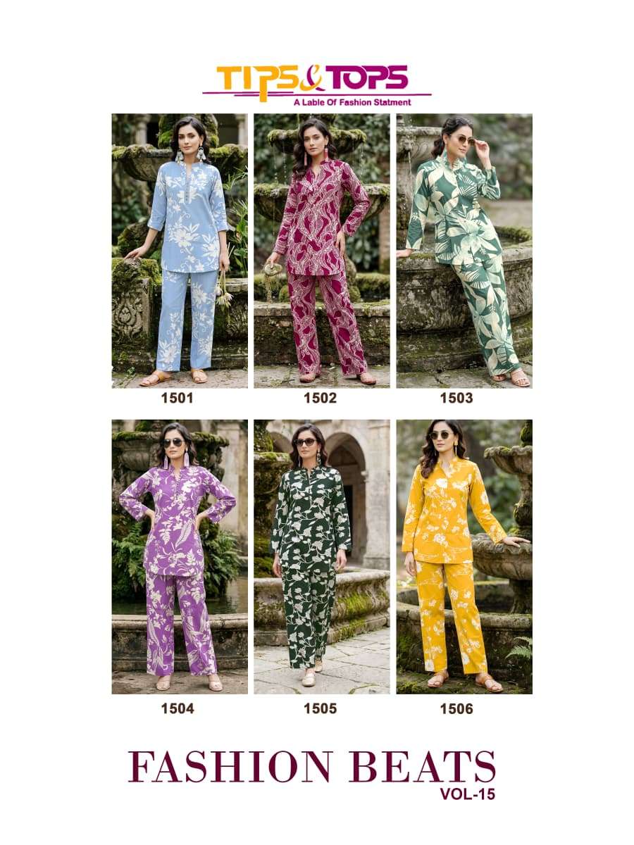 TIPS AND TOPS FASHION BEATS VOL 15 RAYON PRINT FANCY SUMMER WEAR LADIES CO-ORD SET
