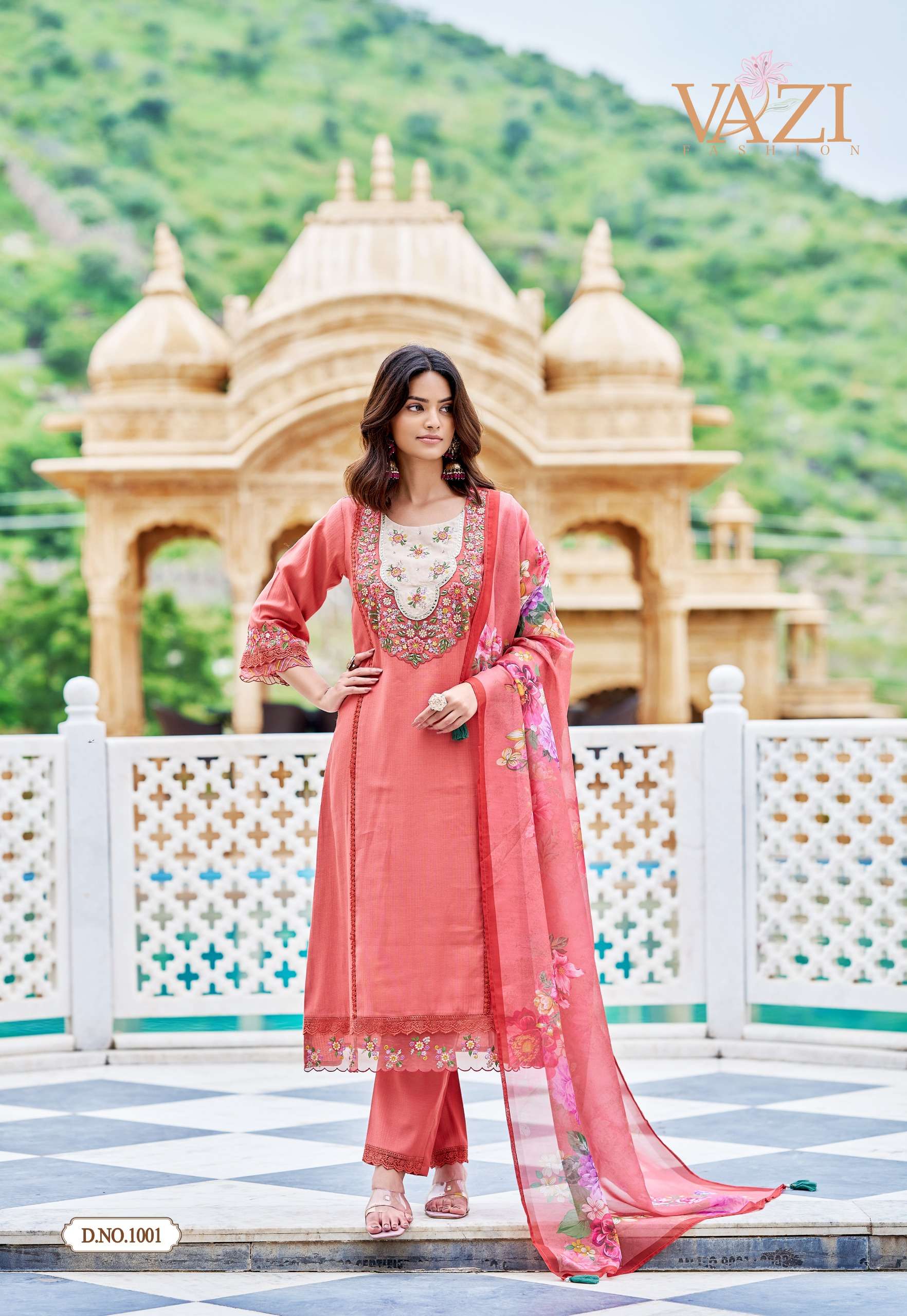 VAZI FASHION IKNOOR VISCOSE EMBROIDERY DESIGNER WORK FESTIVE WEAR SUIT