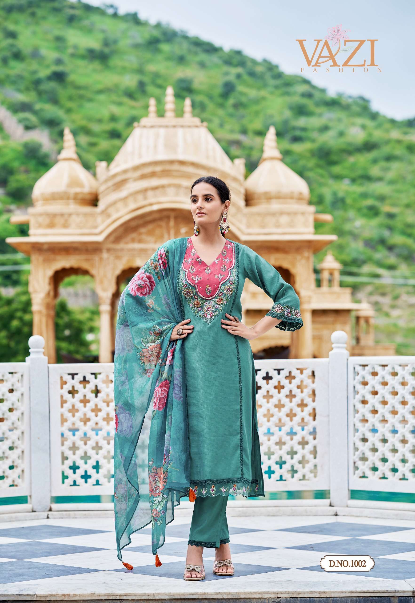 VAZI FASHION IKNOOR VISCOSE EMBROIDERY DESIGNER WORK FESTIVE WEAR SUIT