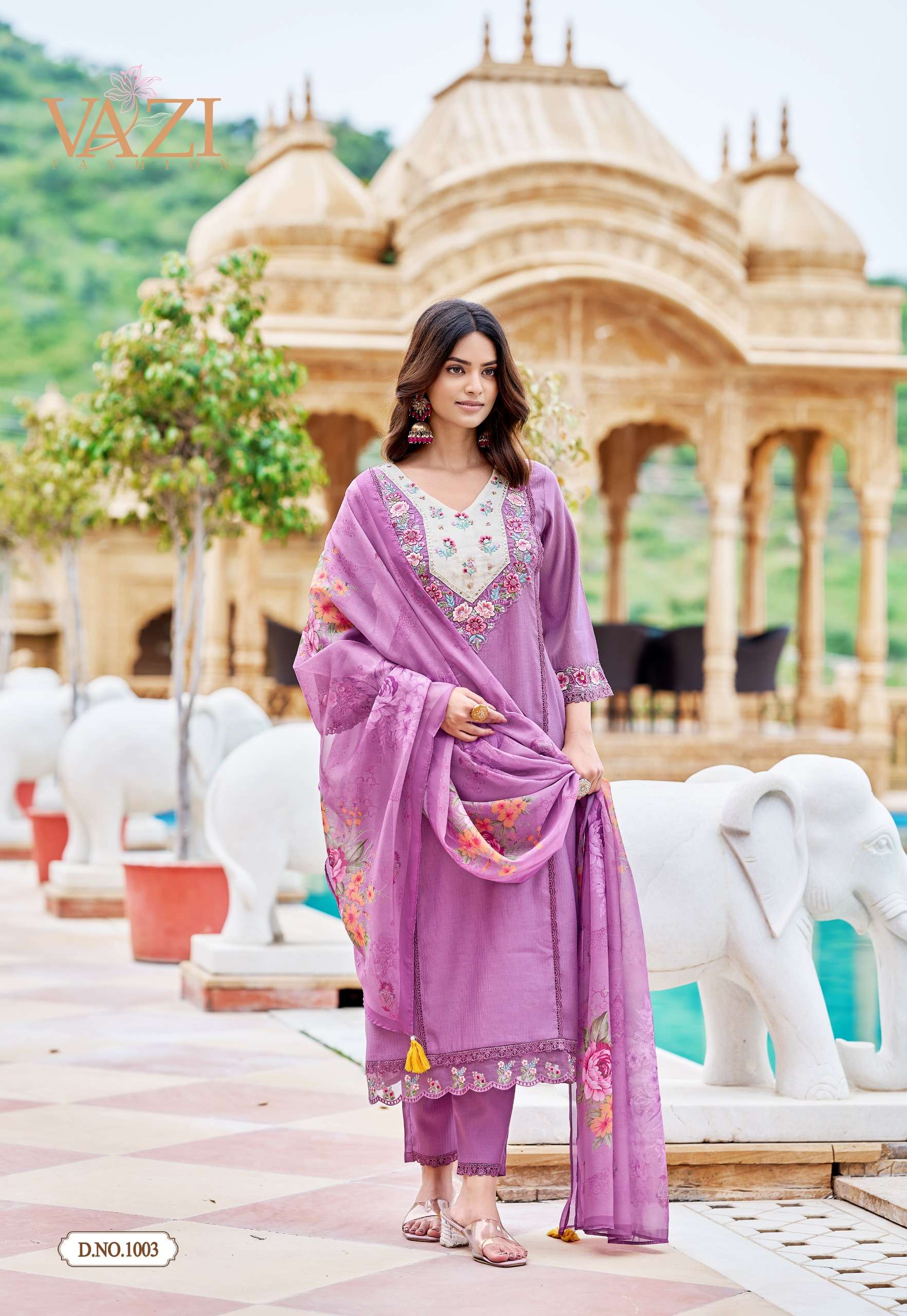 VAZI FASHION IKNOOR VISCOSE EMBROIDERY DESIGNER WORK FESTIVE WEAR SUIT