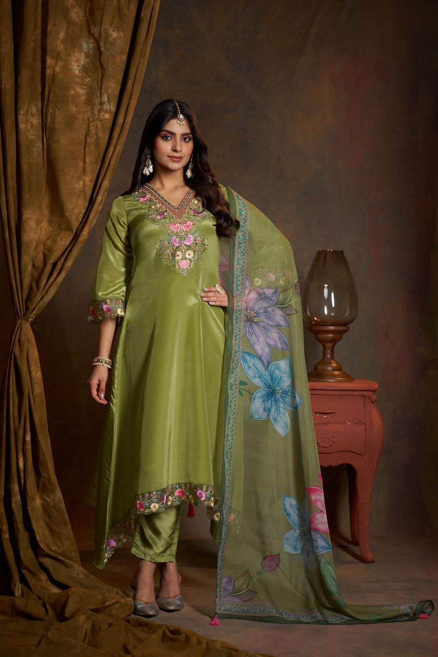 VAZI FASHION JANVI  SILK BEAUTIFUL EMBROIDERY DESIGNER PARTY WEAR LADIES SUIT