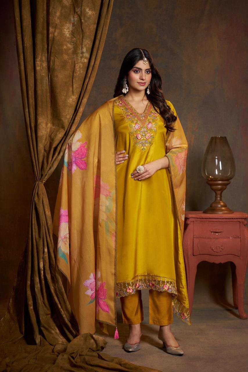 VAZI FASHION JANVI  SILK BEAUTIFUL EMBROIDERY DESIGNER PARTY WEAR LADIES SUIT