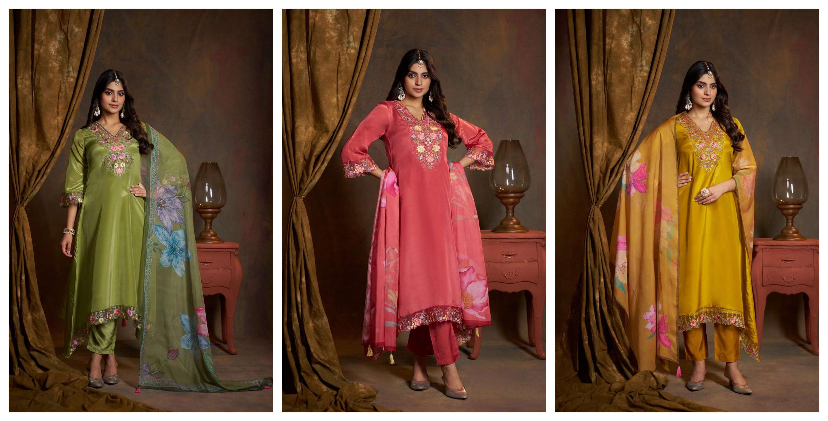 VAZI FASHION JANVI  SILK BEAUTIFUL EMBROIDERY DESIGNER PARTY WEAR LADIES SUIT