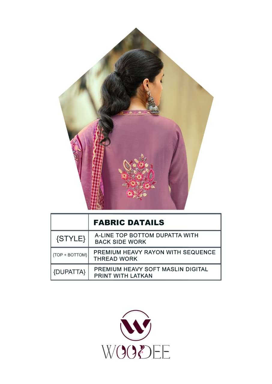 WOODEE PRACHI RAYON FANCY EMBROIDERY WORK LADIES 3PCS SET COLLECTION 