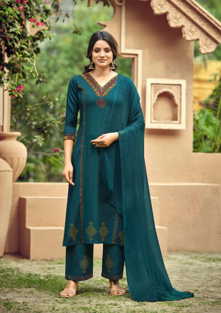WOODEE SAANVI RAYON FANCY WORKS LADIES 3PCS SET COLLECTION 