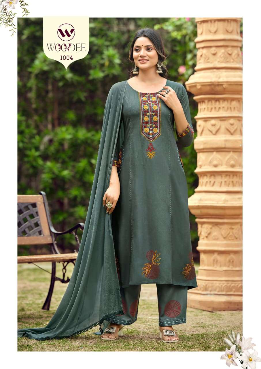 WOODEE SAANVI RAYON FANCY WORKS LADIES 3PCS SET COLLECTION 