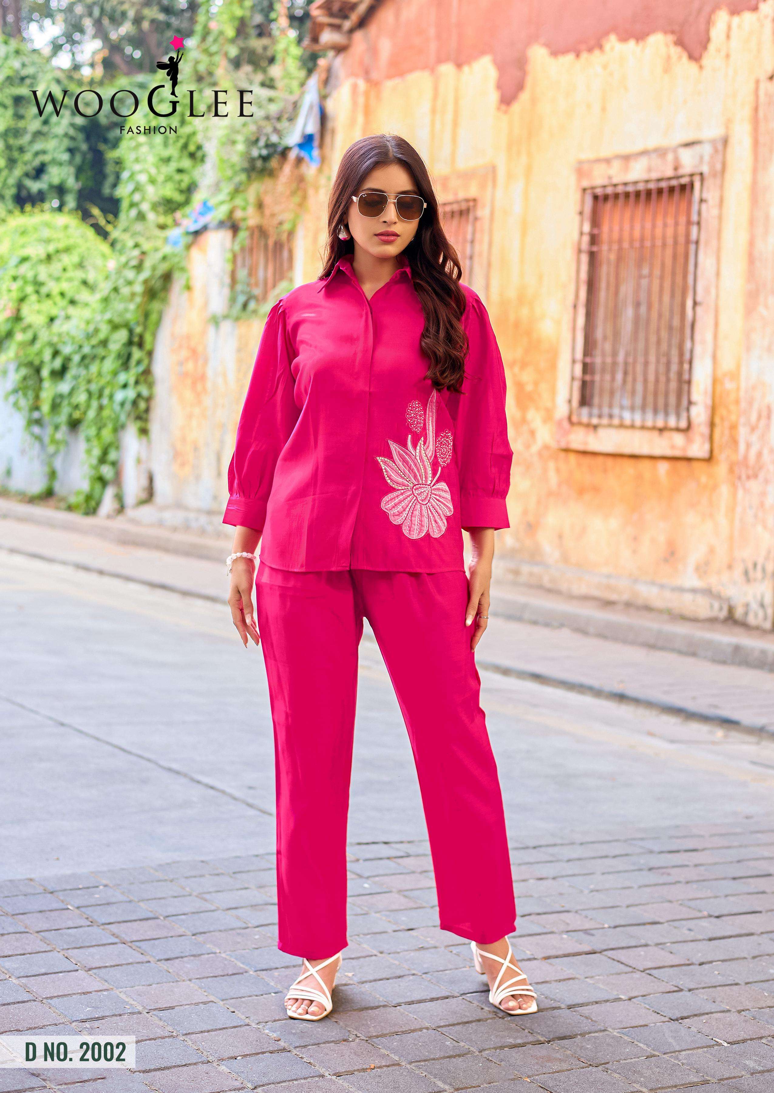 WOOGLEE HIGH LOOK SILK FANCY WORKS LADIES TOP WITH BOTTOM PAIR 